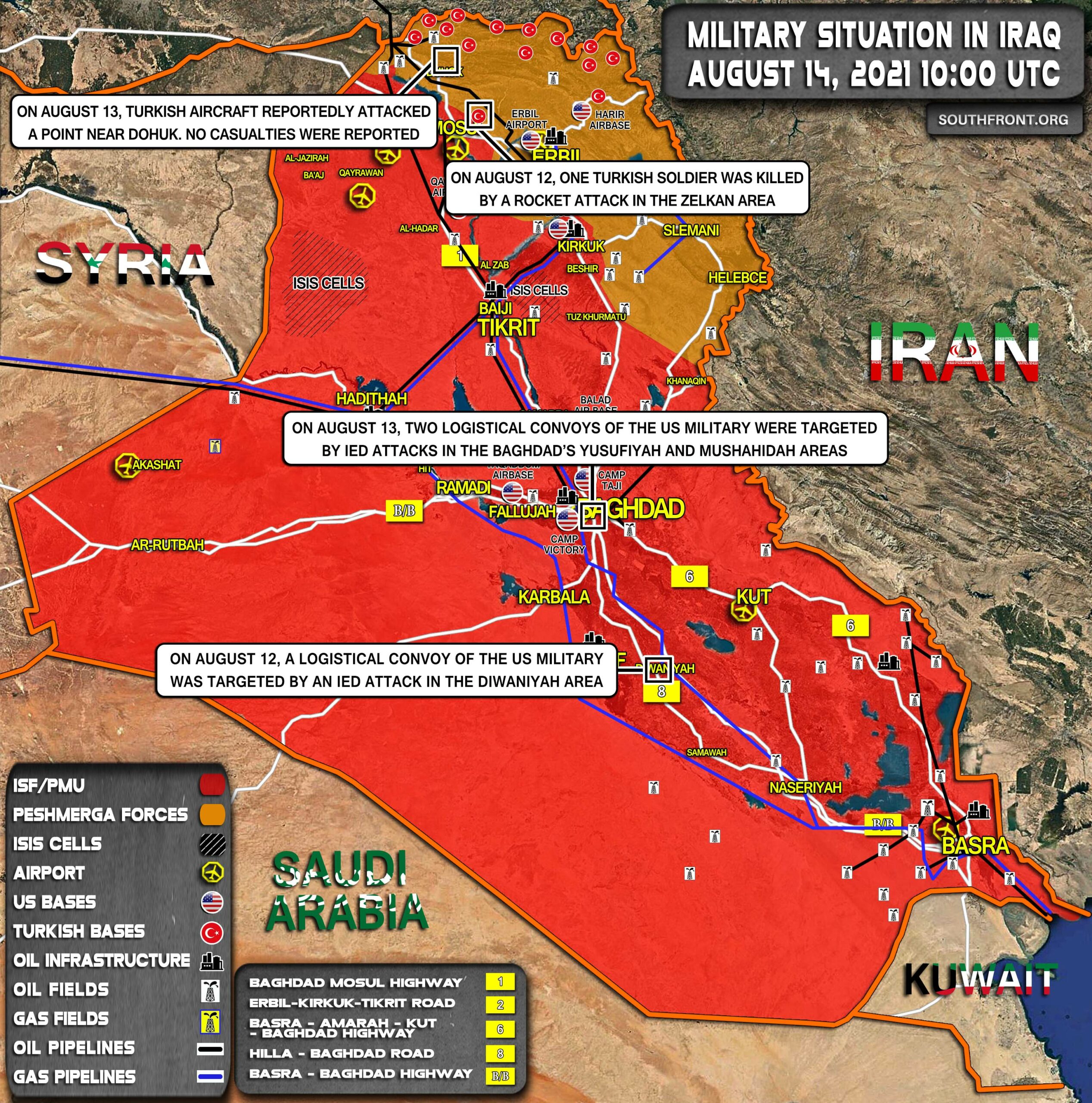 Military Situation In Iraq On August 14, 2021 (Map Update)