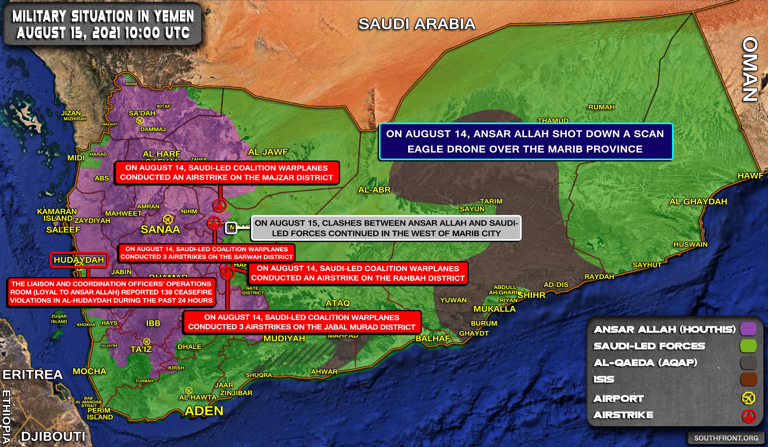 Military Situation In Yemen On August 15, 2021 (Map Update)