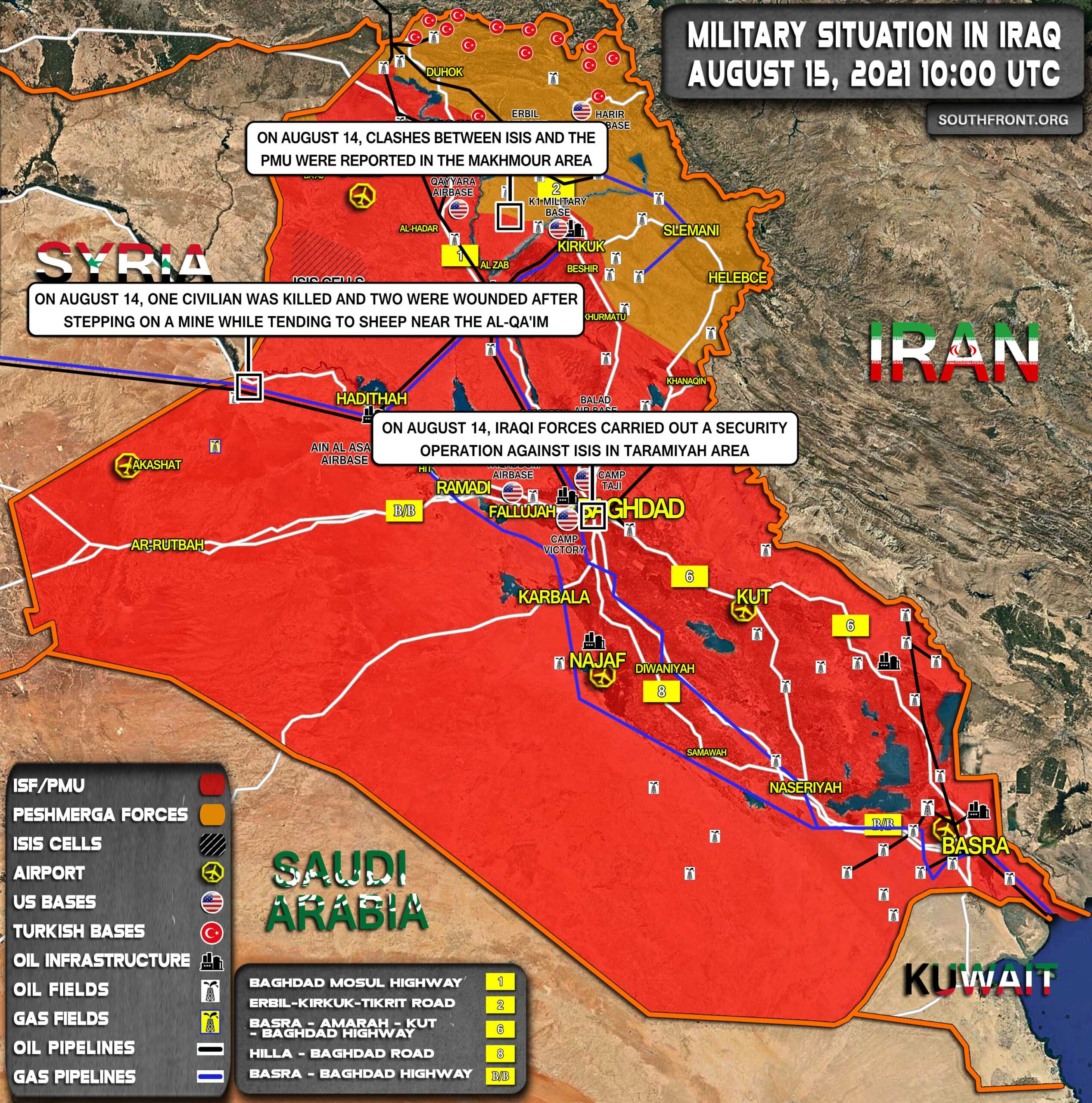 Military Situation In Iraq On August 15, 2021 (Map Update)