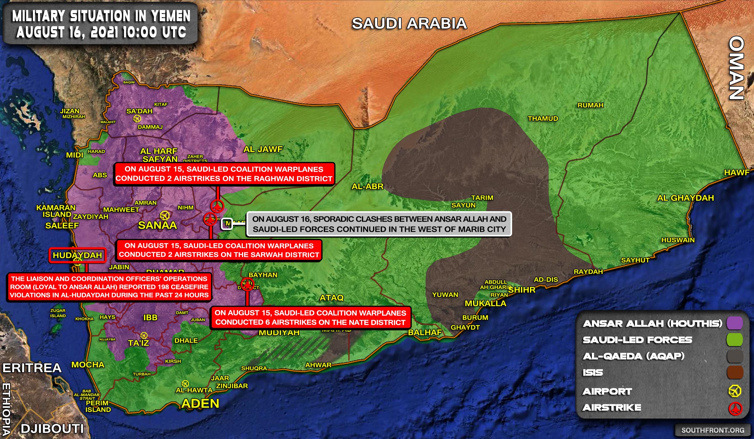 Military Situation In Yemen On August 16, 2021 (Map Update)