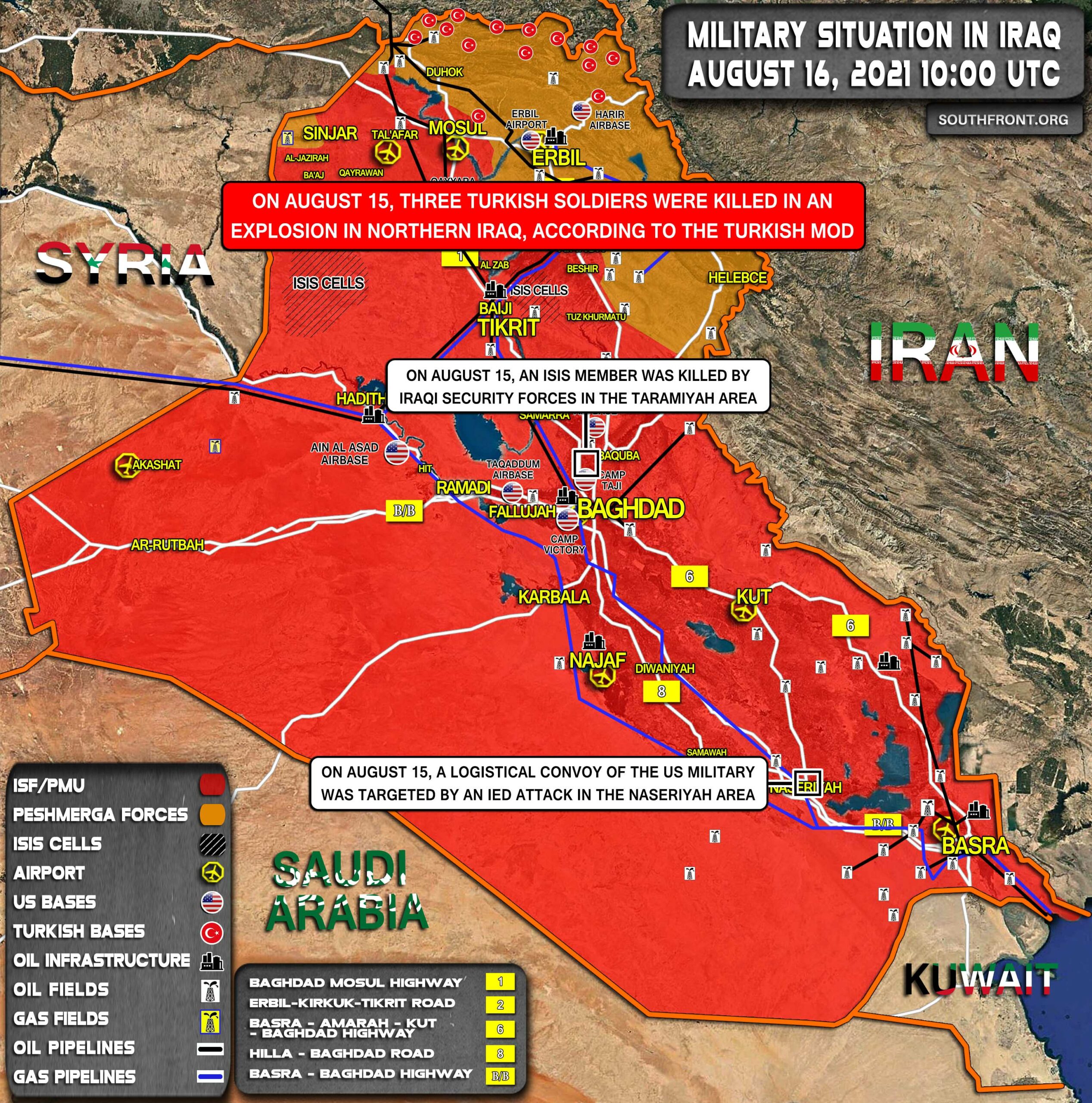 Military Situation In Iraq On August 16, 2021 (Map Update)