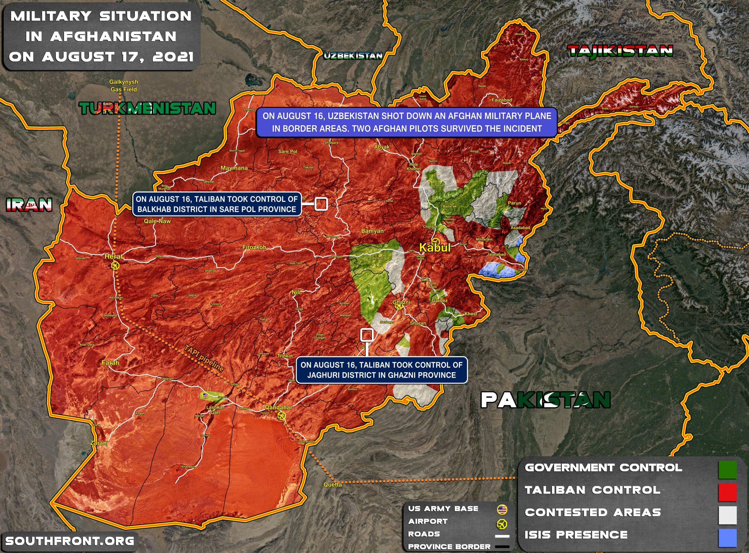 Military Situation In Afghanistan On August 17, 2021 (Map Update)