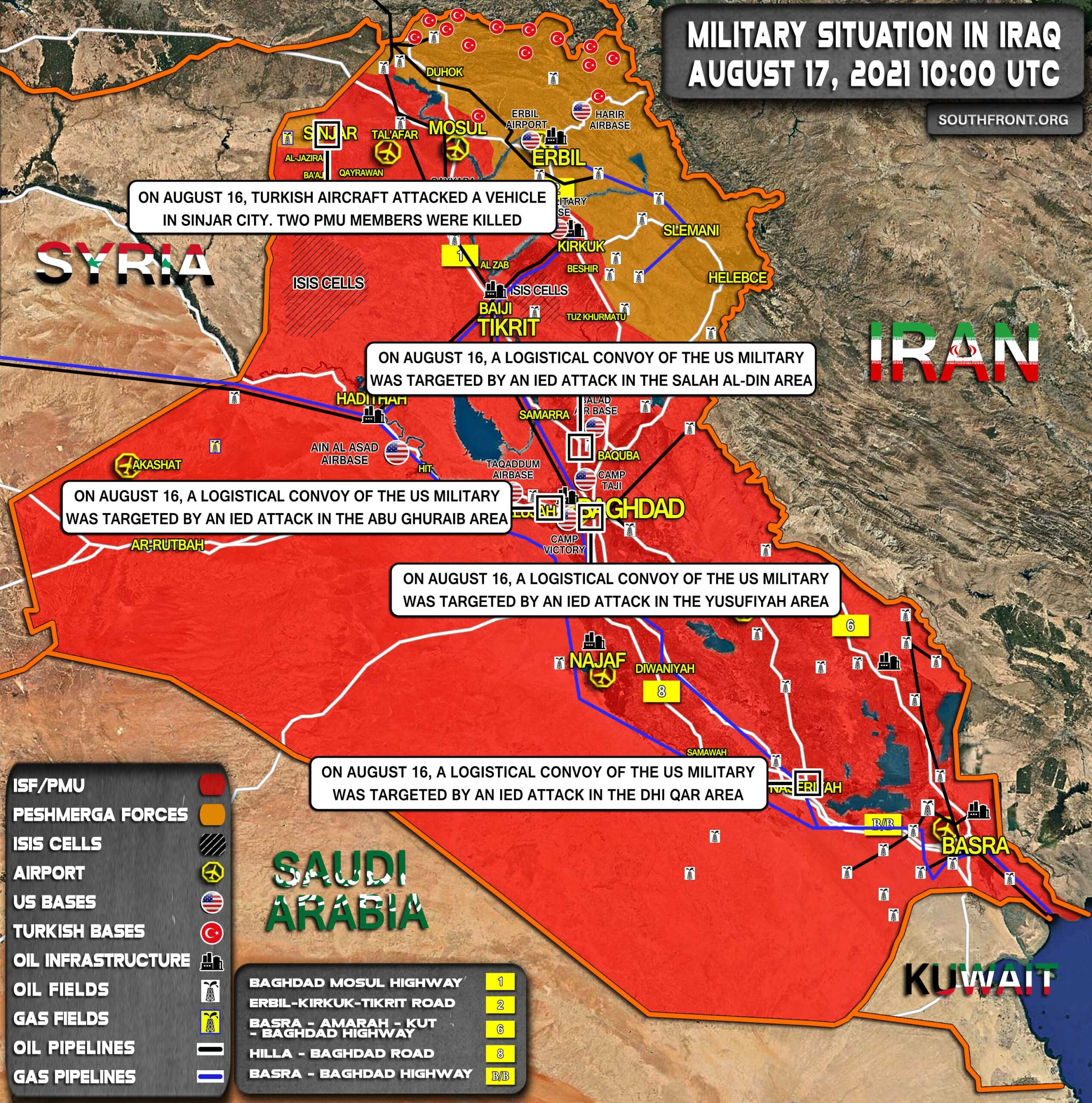 Military Situation In Iraq On August 17, 2021 (Map Update)