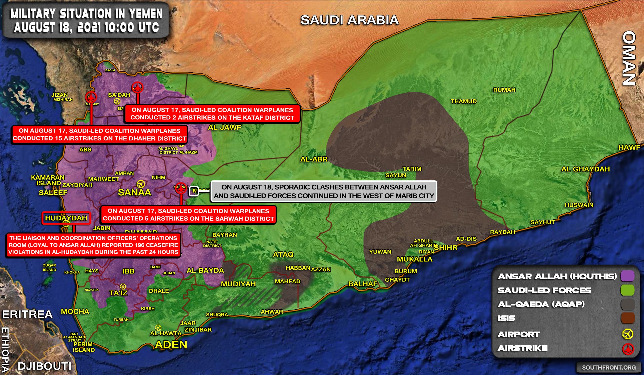 Military Situation In Yemen On August 18, 2021 (Map Update)