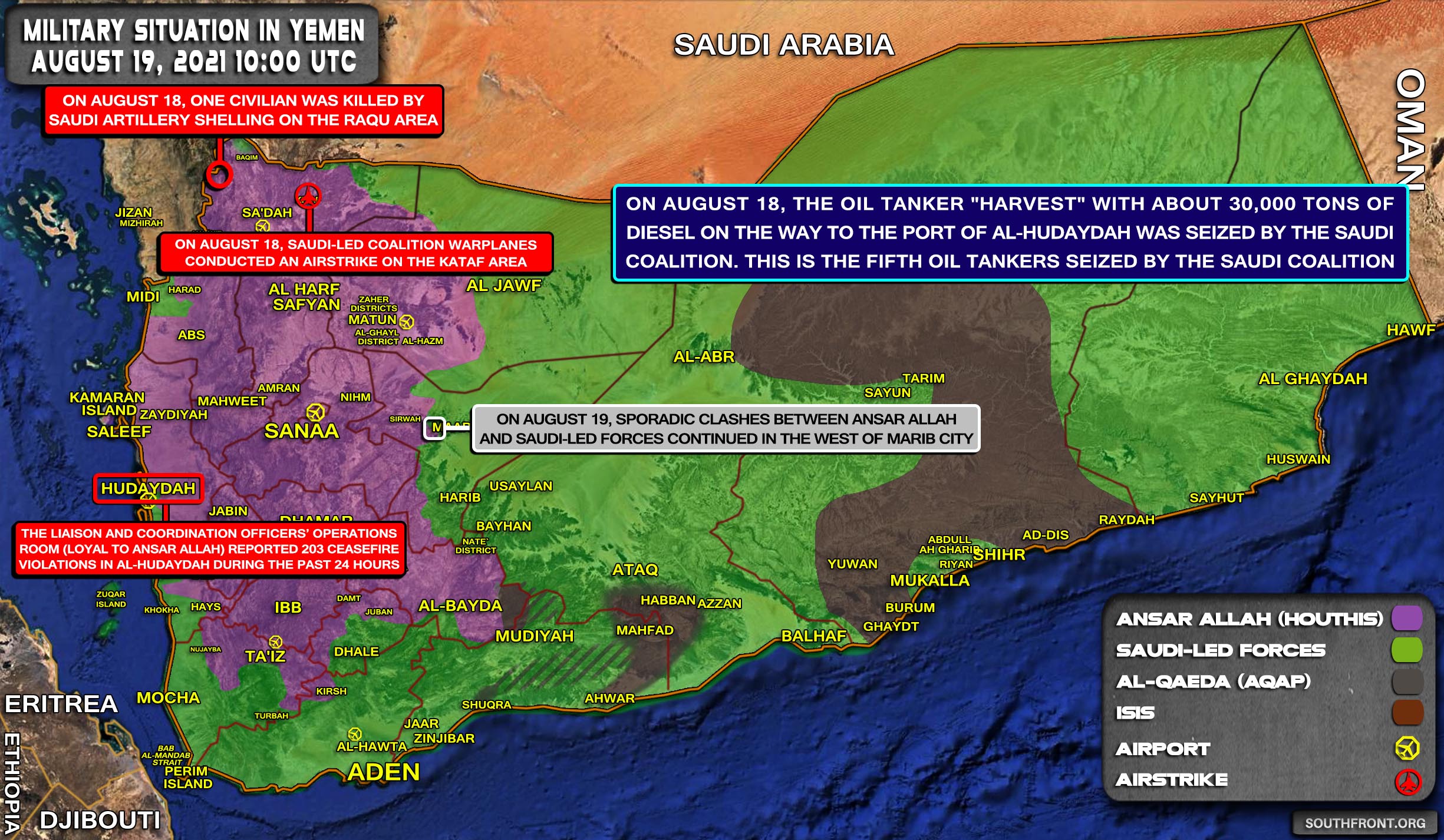 Military Situation In Yemen On August 19, 2021 (Map Update)