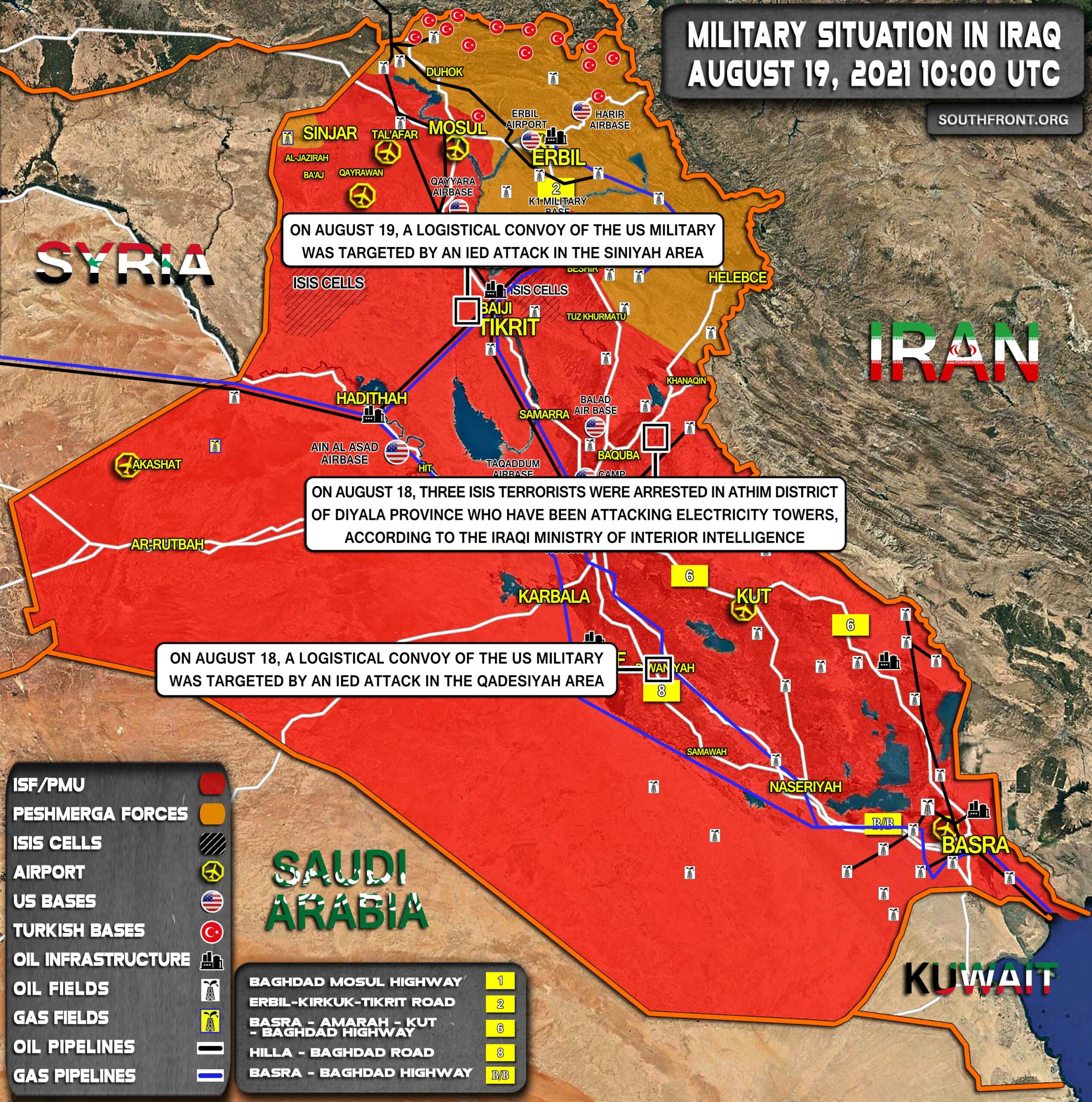 Military Situation In Iraq On August 19, 2021 (Map Update)