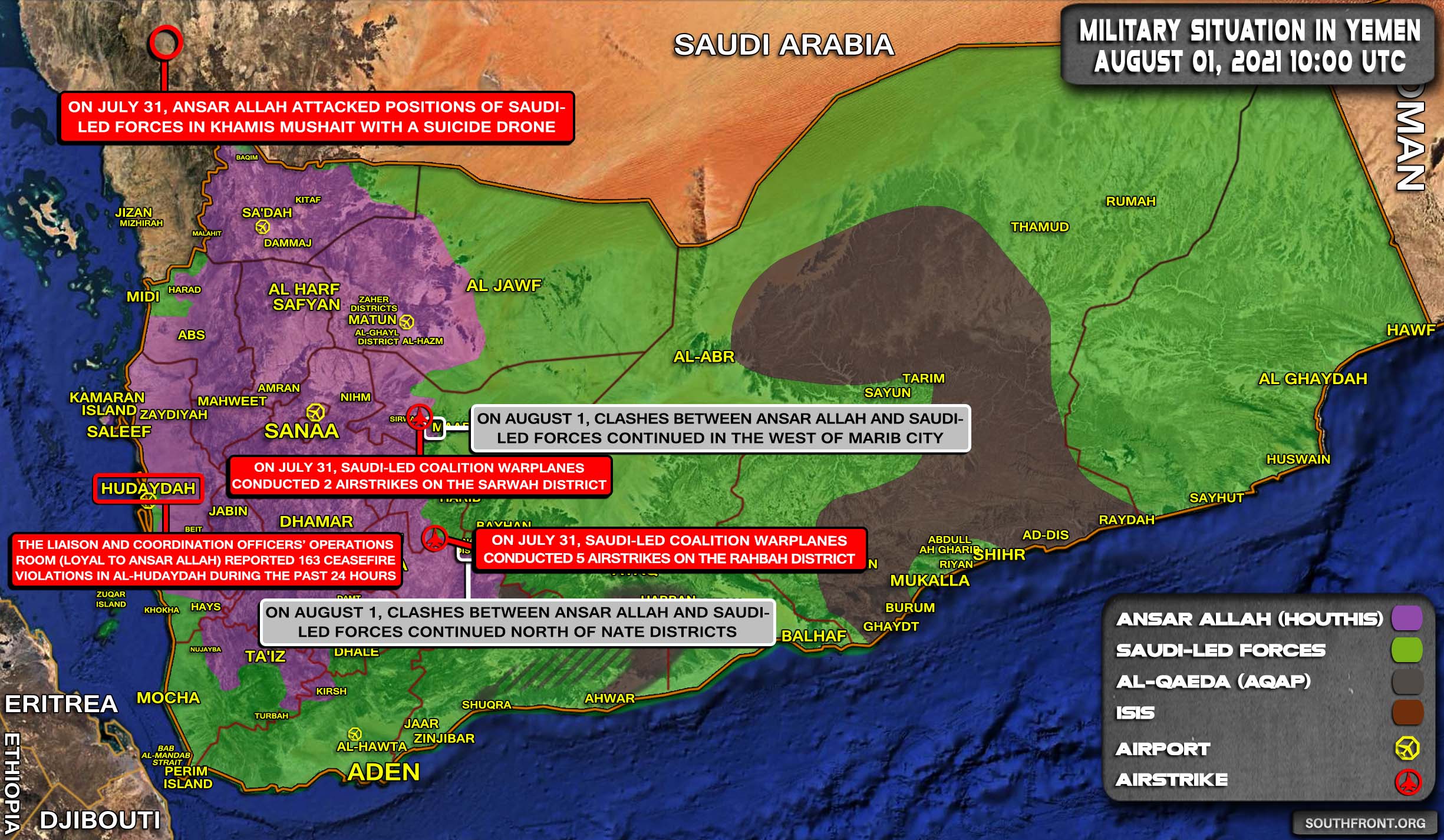 Military Situation In Yemen On August 1, 2021 (Map Update)