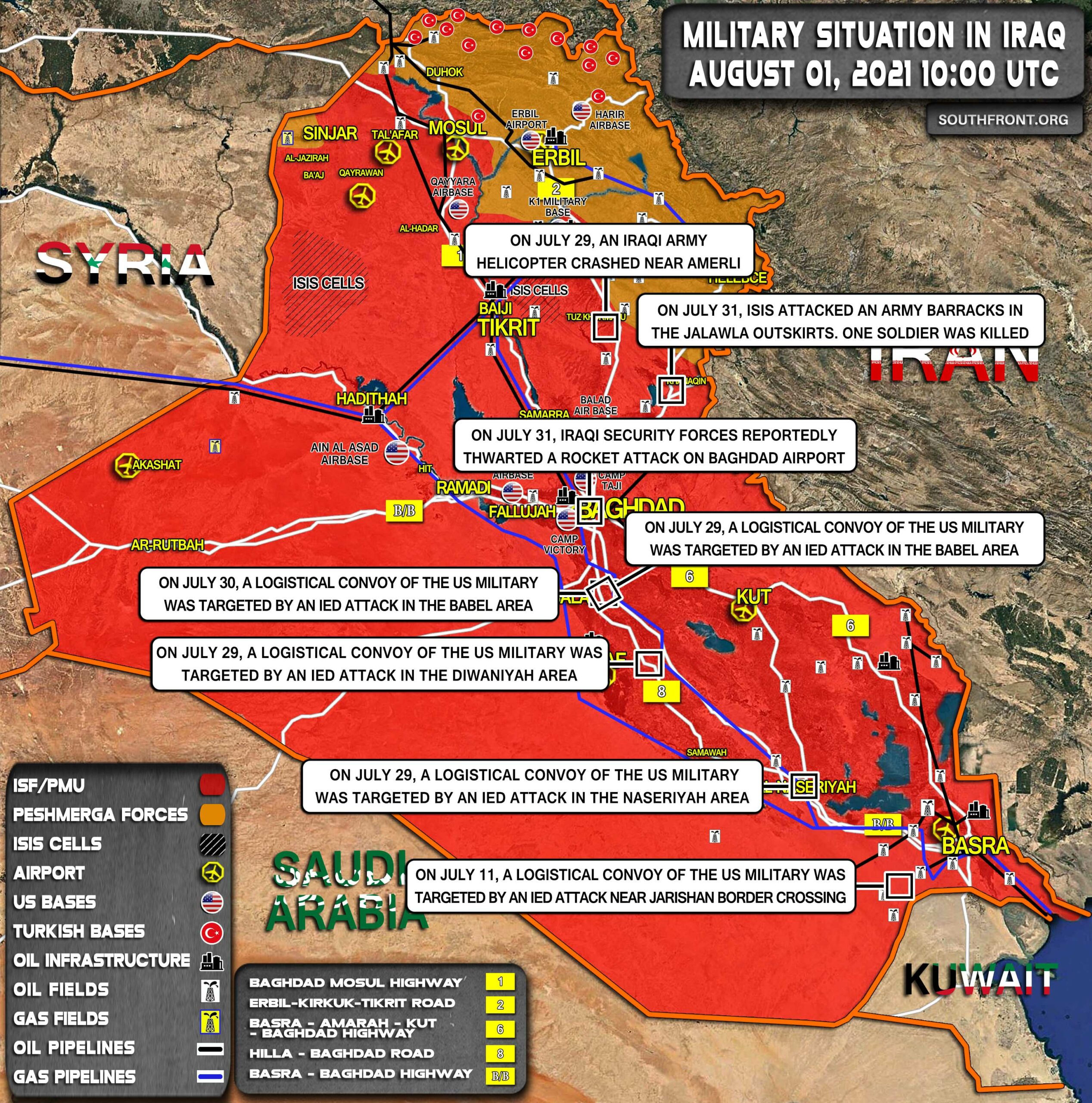 Military Situation In Iraq On August 1, 2021 (Map Update)