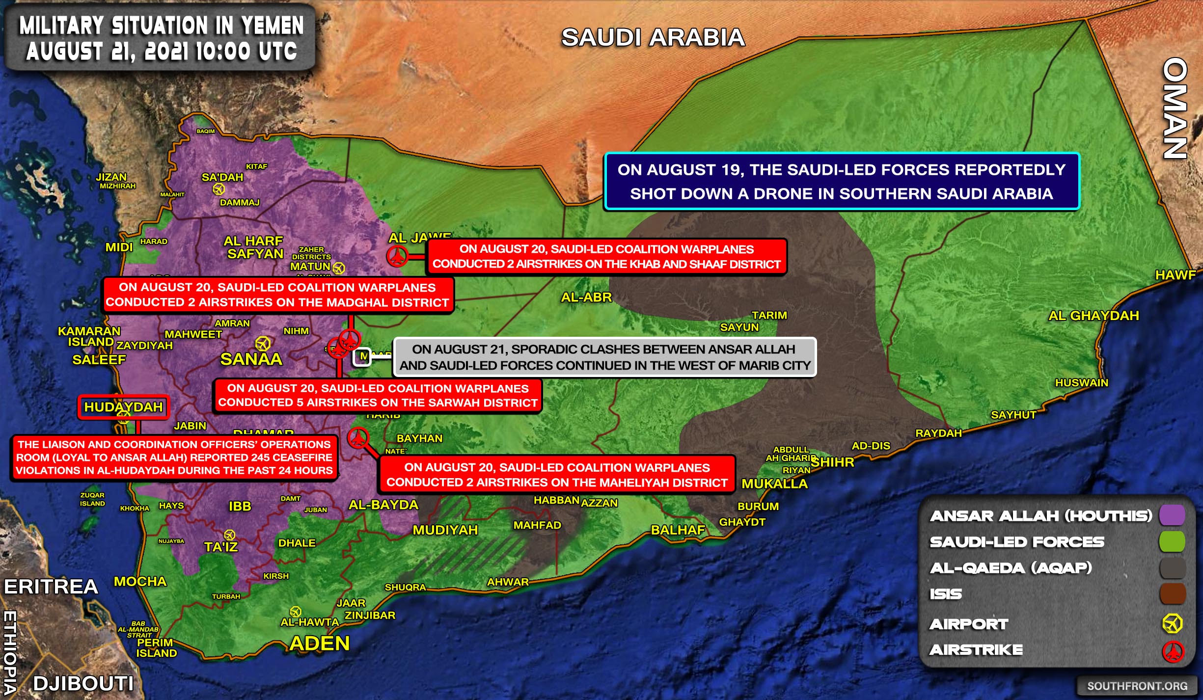 Military Situation In Yemen On August 21, 2021 (Map Update)