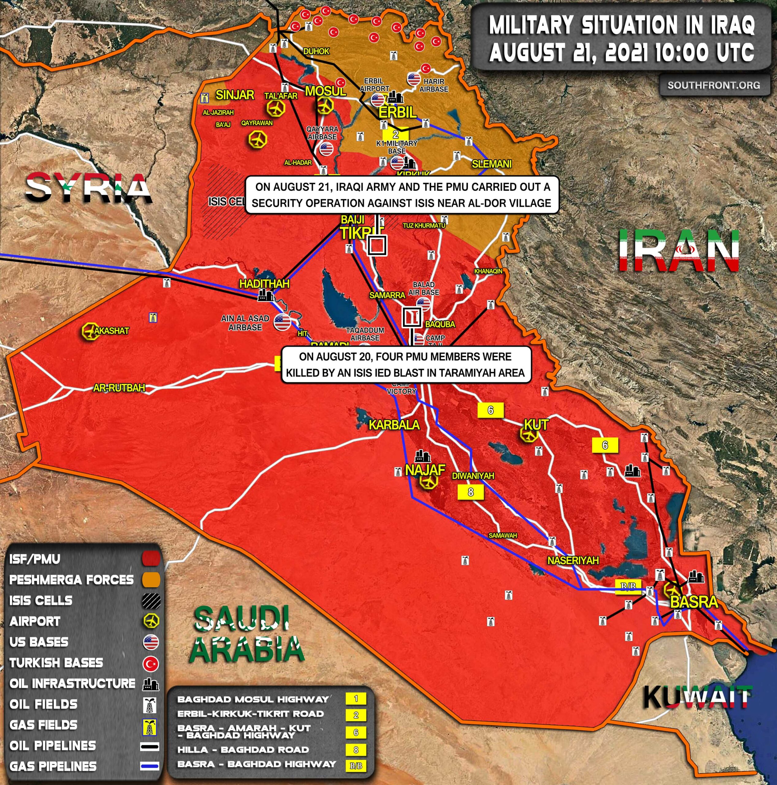 Military Situation In Iraq On August 21, 2021 (Map Update)