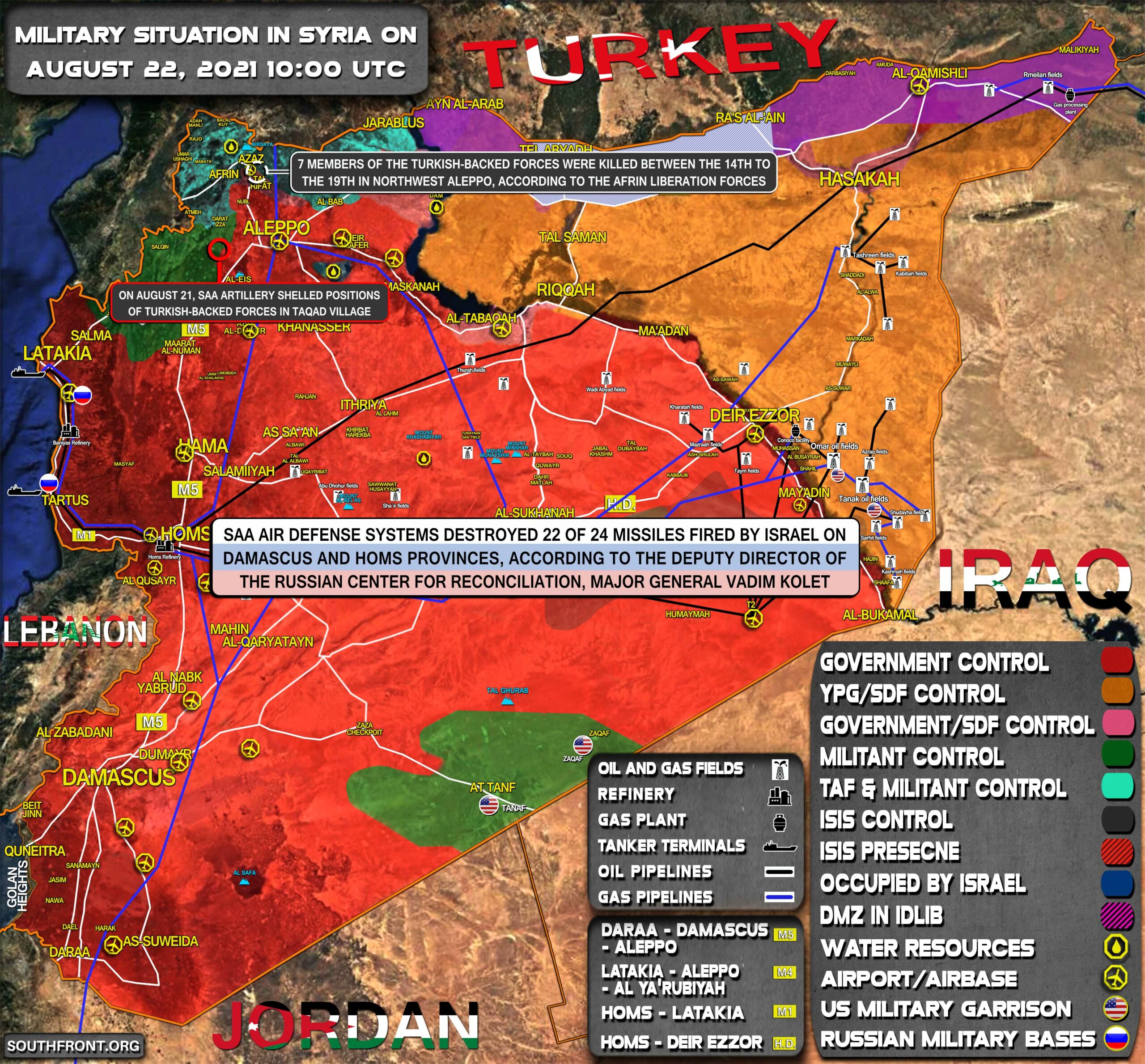 Military Situation In Syria On August 22, 2021 (Map Update)