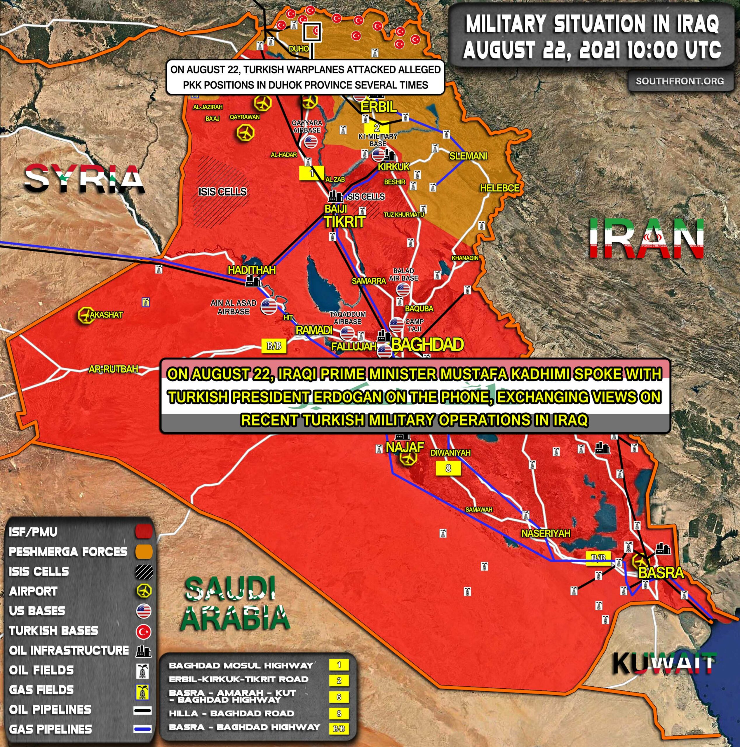 Military Situation In Iraq On August 22, 2021 (Map Update)