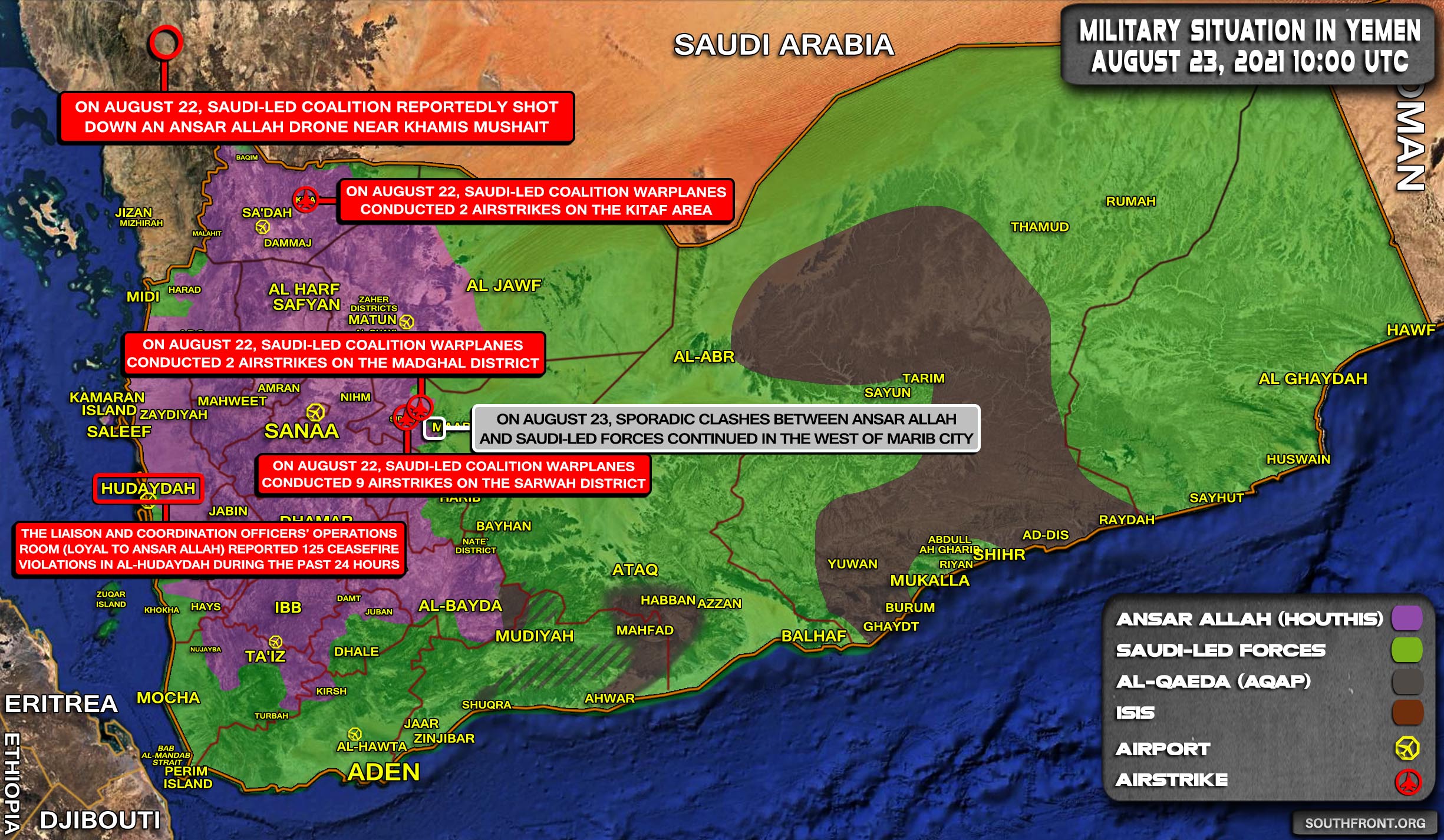 Military Situation In Yemen On August 23, 2021 (Map Update)