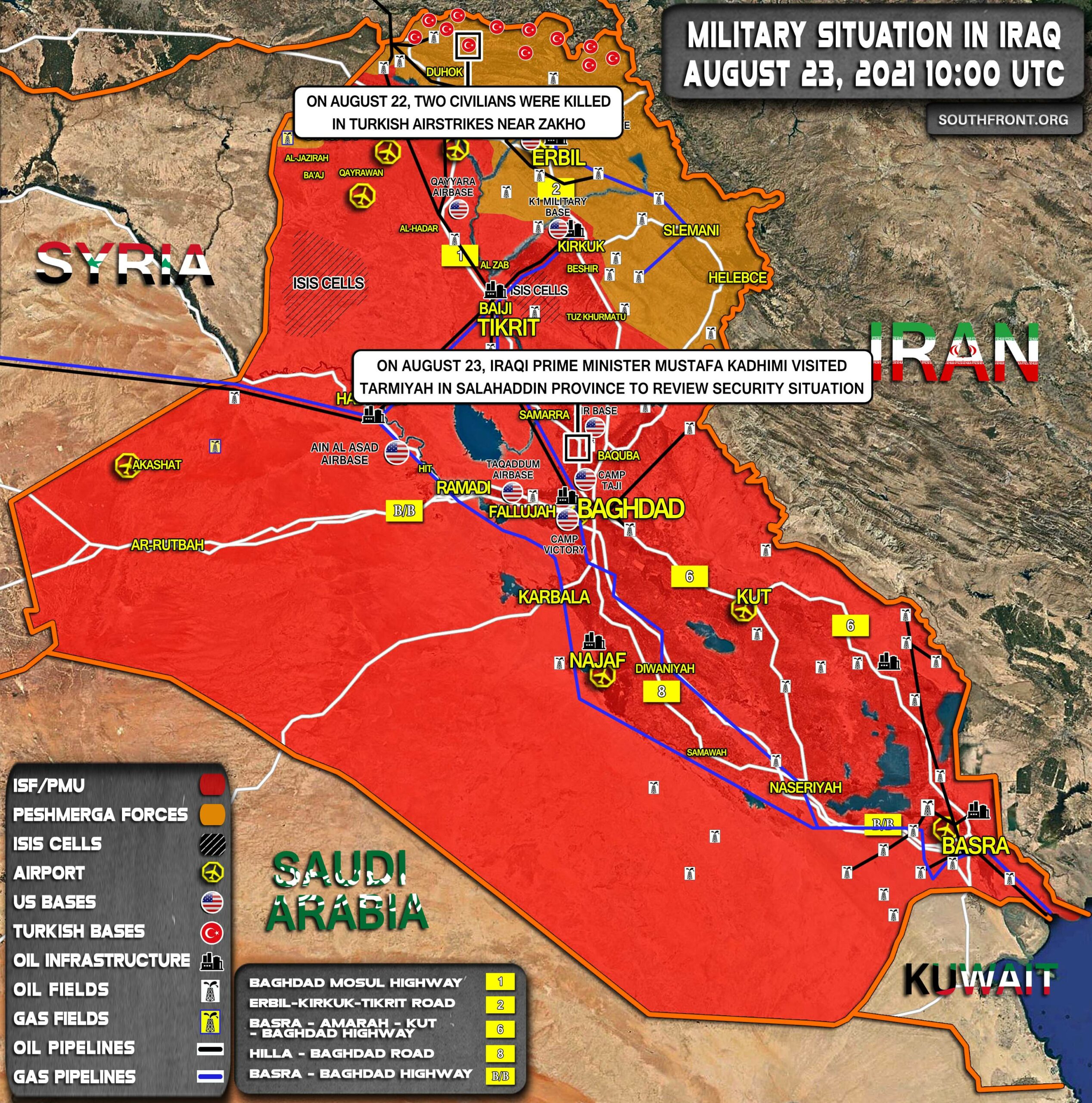 Military Situation In Iraq On August 23, 2021 (Map Update)