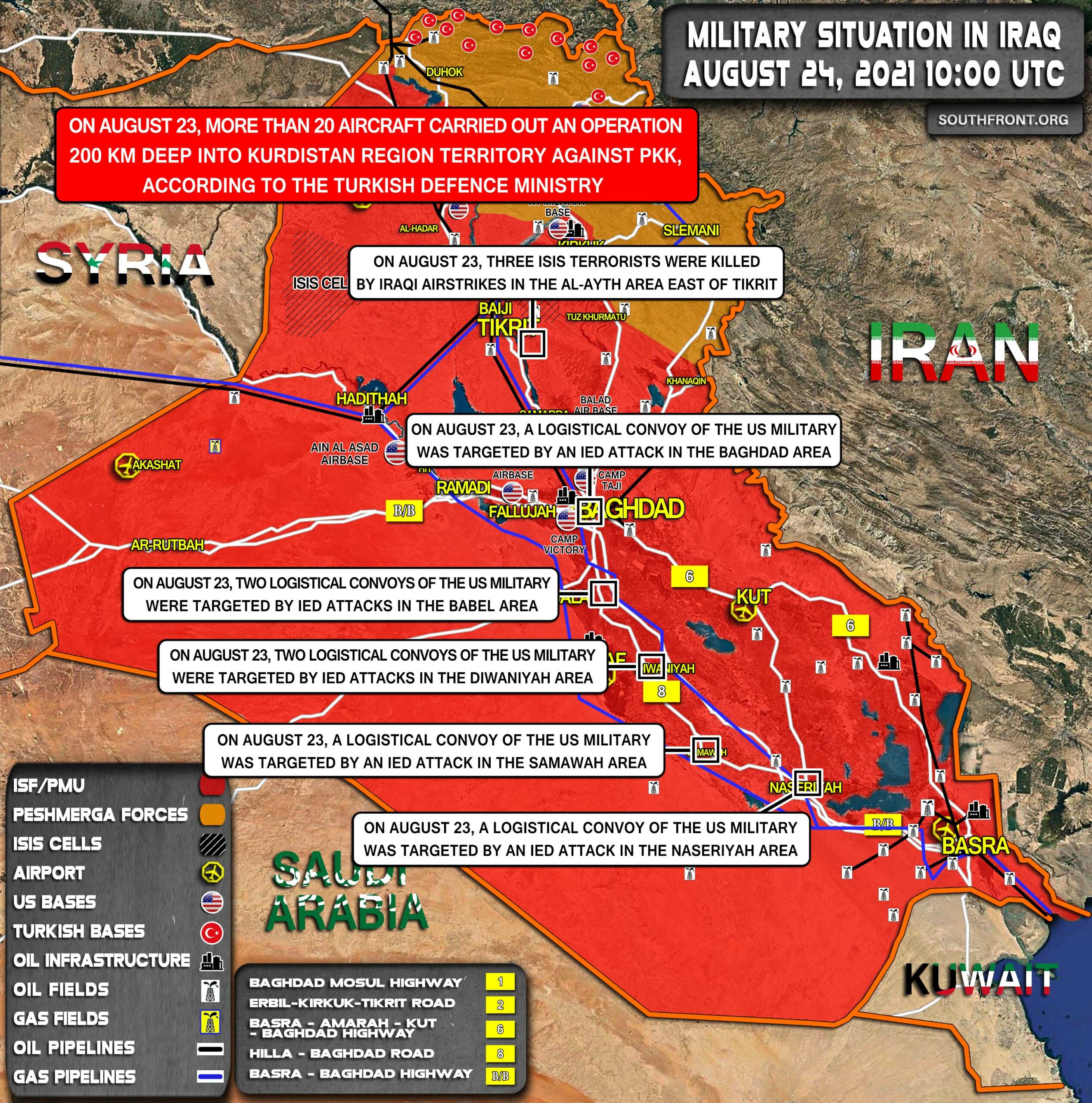 Military Situation In Iraq On August 24, 2021 (Map Update)