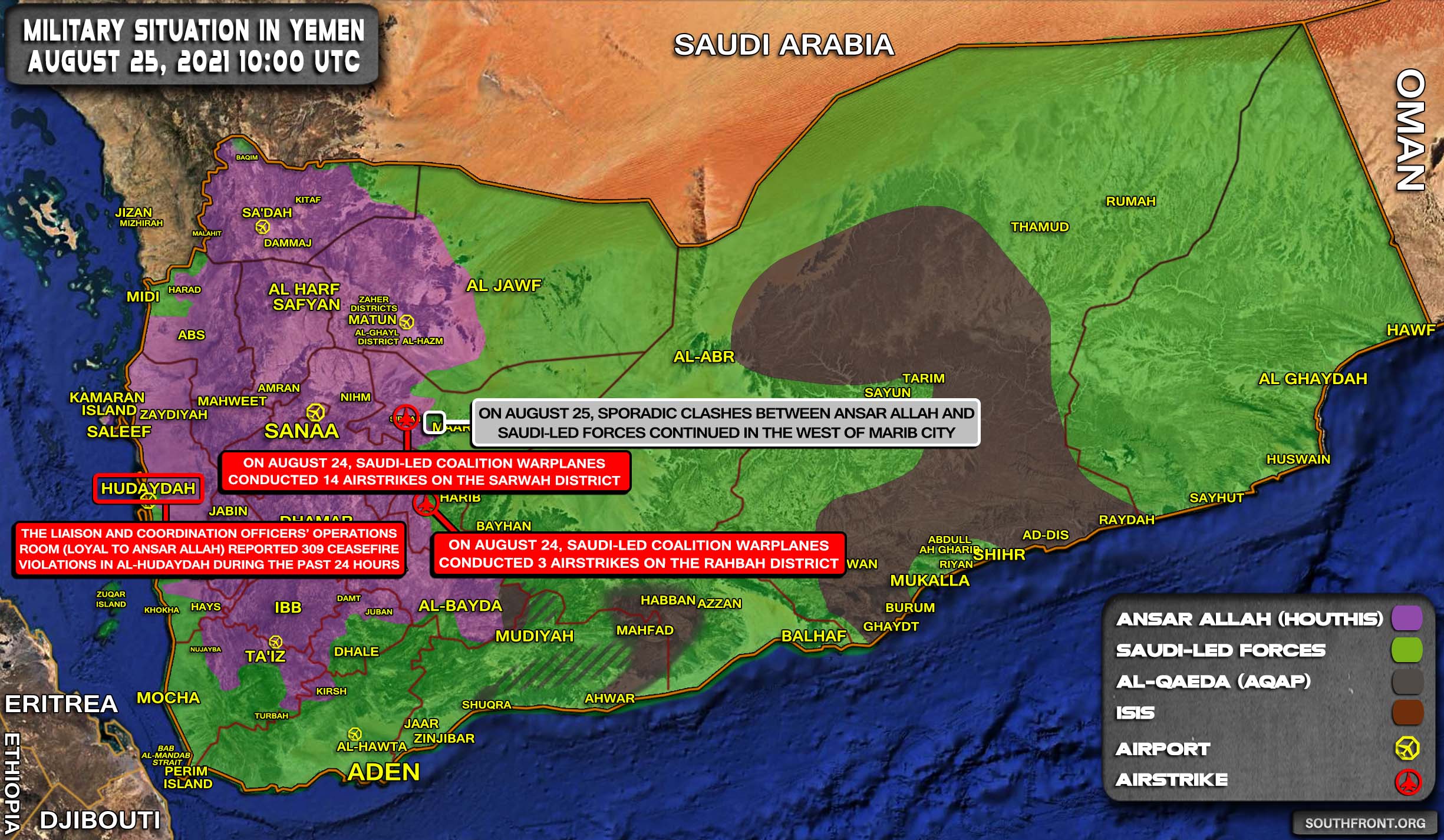 Military Situation In Yemen On August 25, 2021 (Map Update)