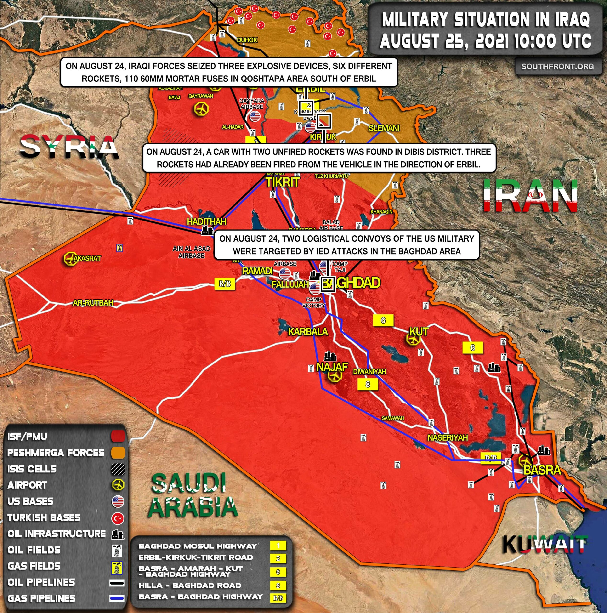 Military Situation In Iraq On August 25, 2021 (Map Update)