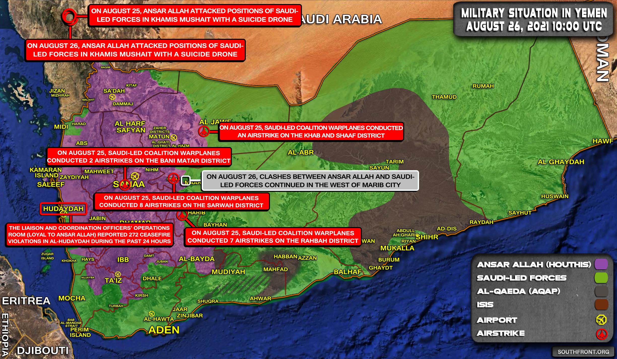 Military Situation In Yemen On August 26, 2021 (Map Update)