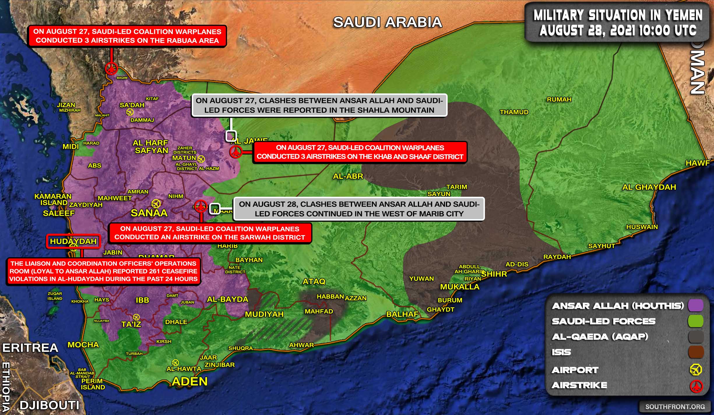 Military Situation In Yemen On August 28, 2021 (Map Update)