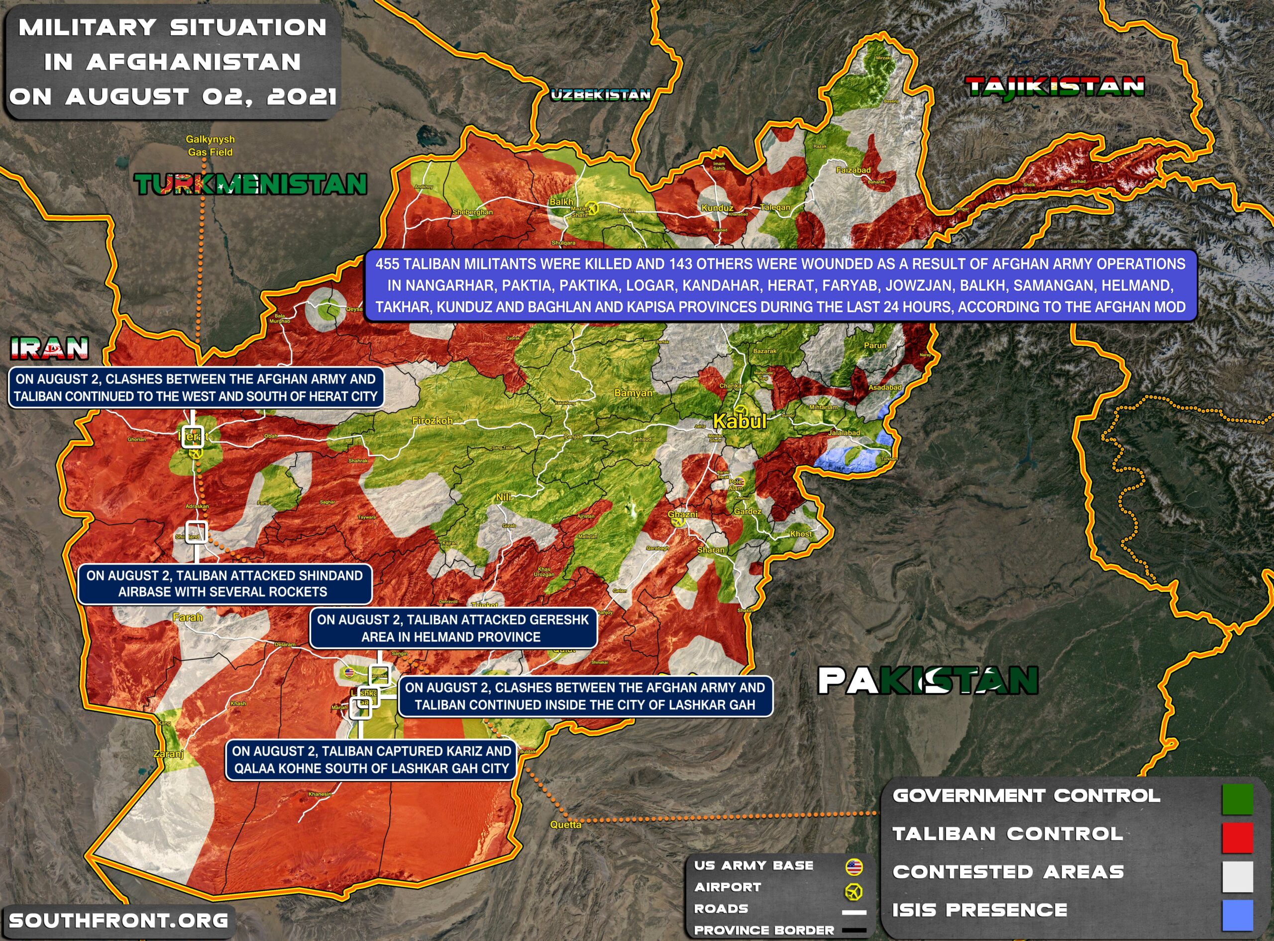 Military Situation In Afghanistan On August 2, 2021 (Map Update)