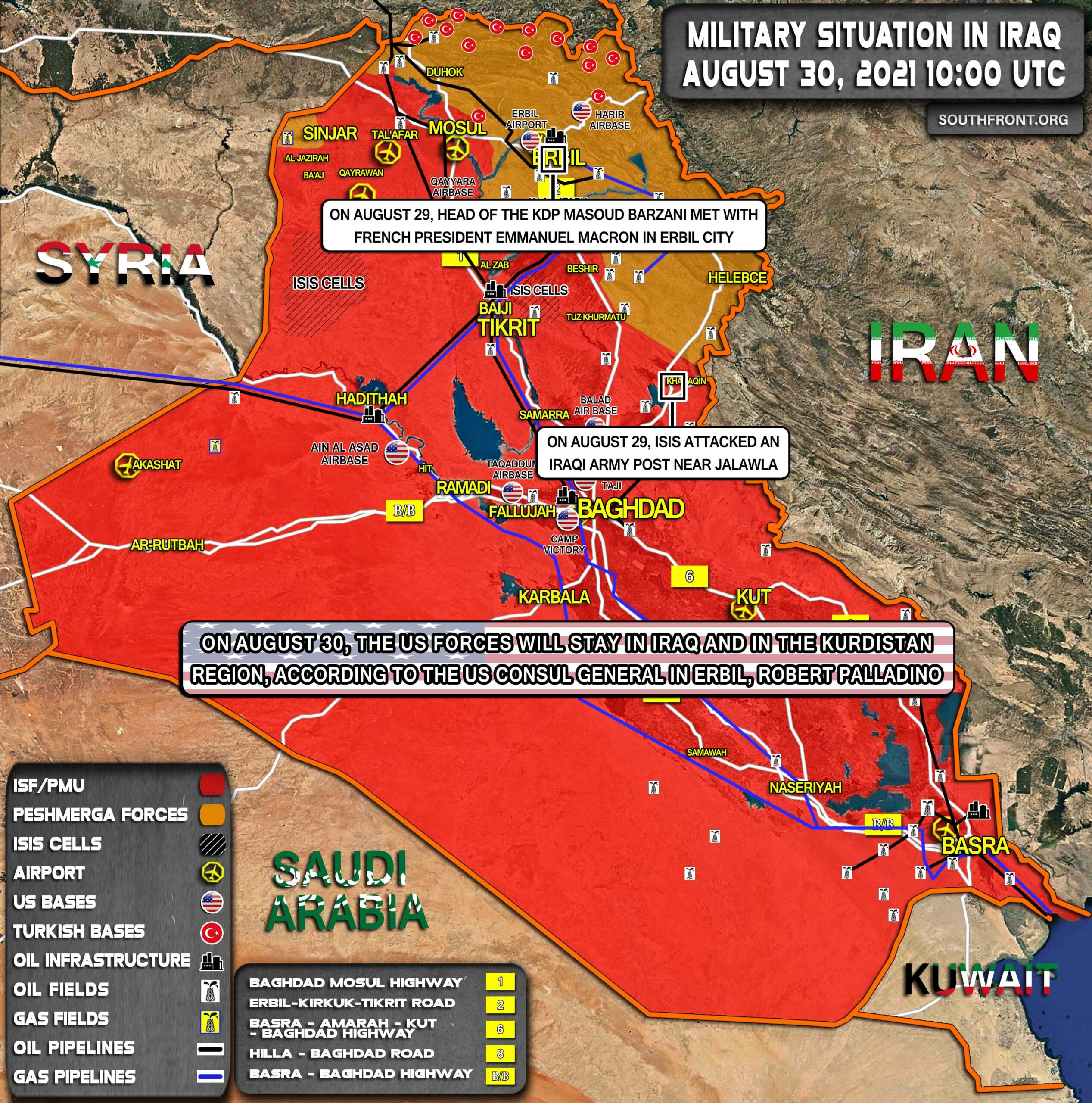 Military Situation In Iraq On August 30, 2021 (Map Update)