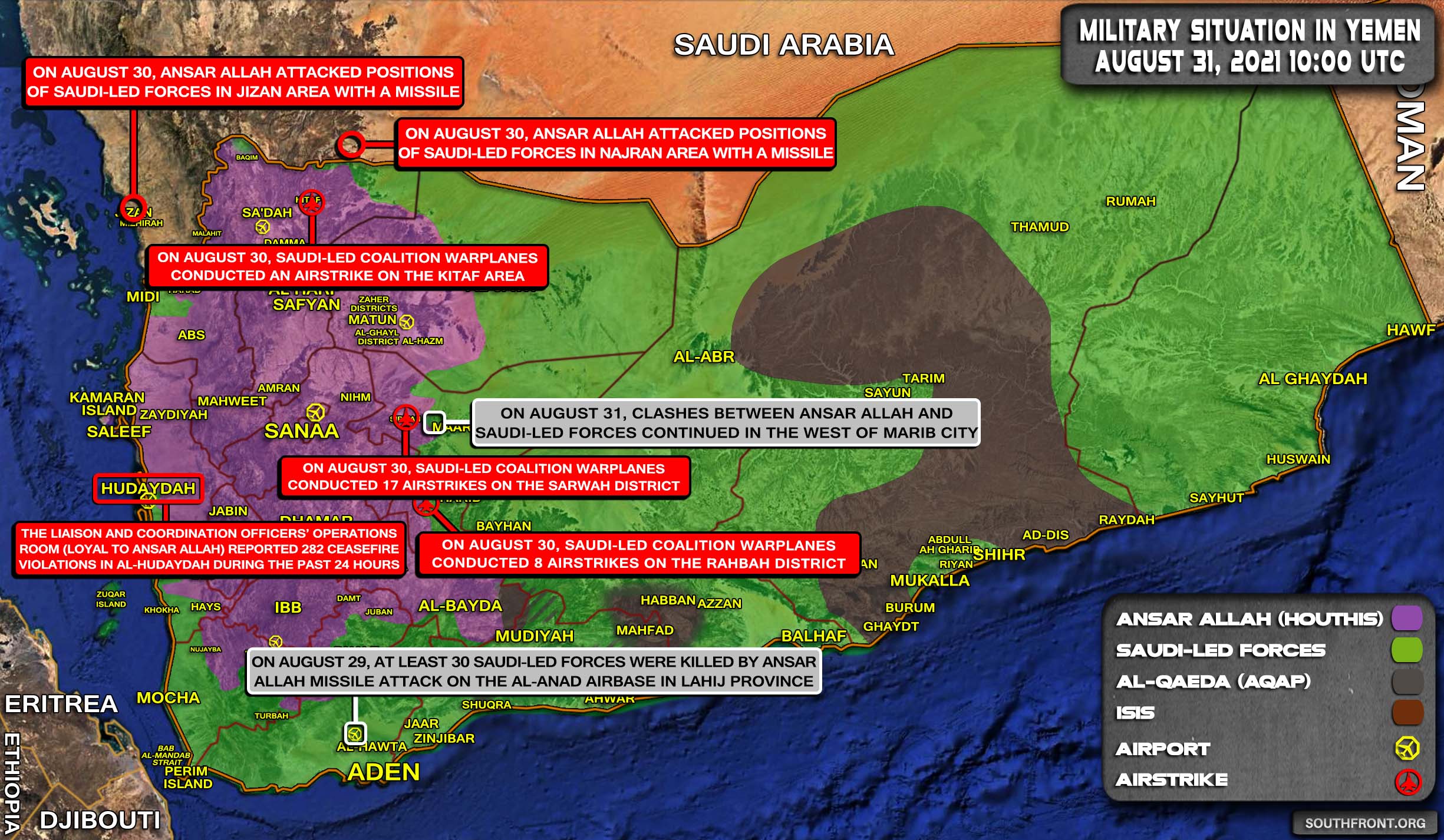 Military Situation In Yemen On August 31, 2021 (Map Update)