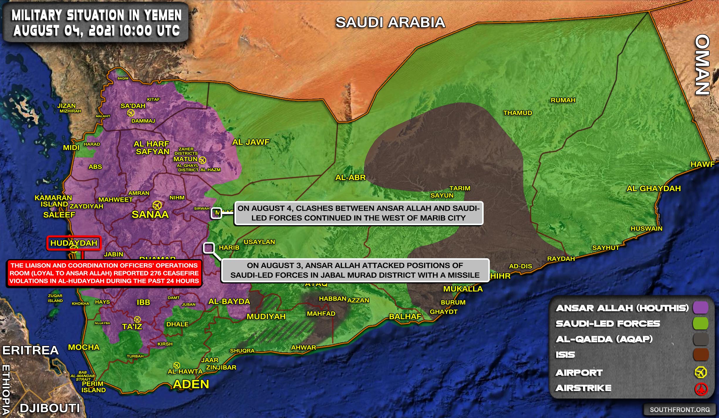 Military Situation In Yemen On August 4, 2021 (Map Update)