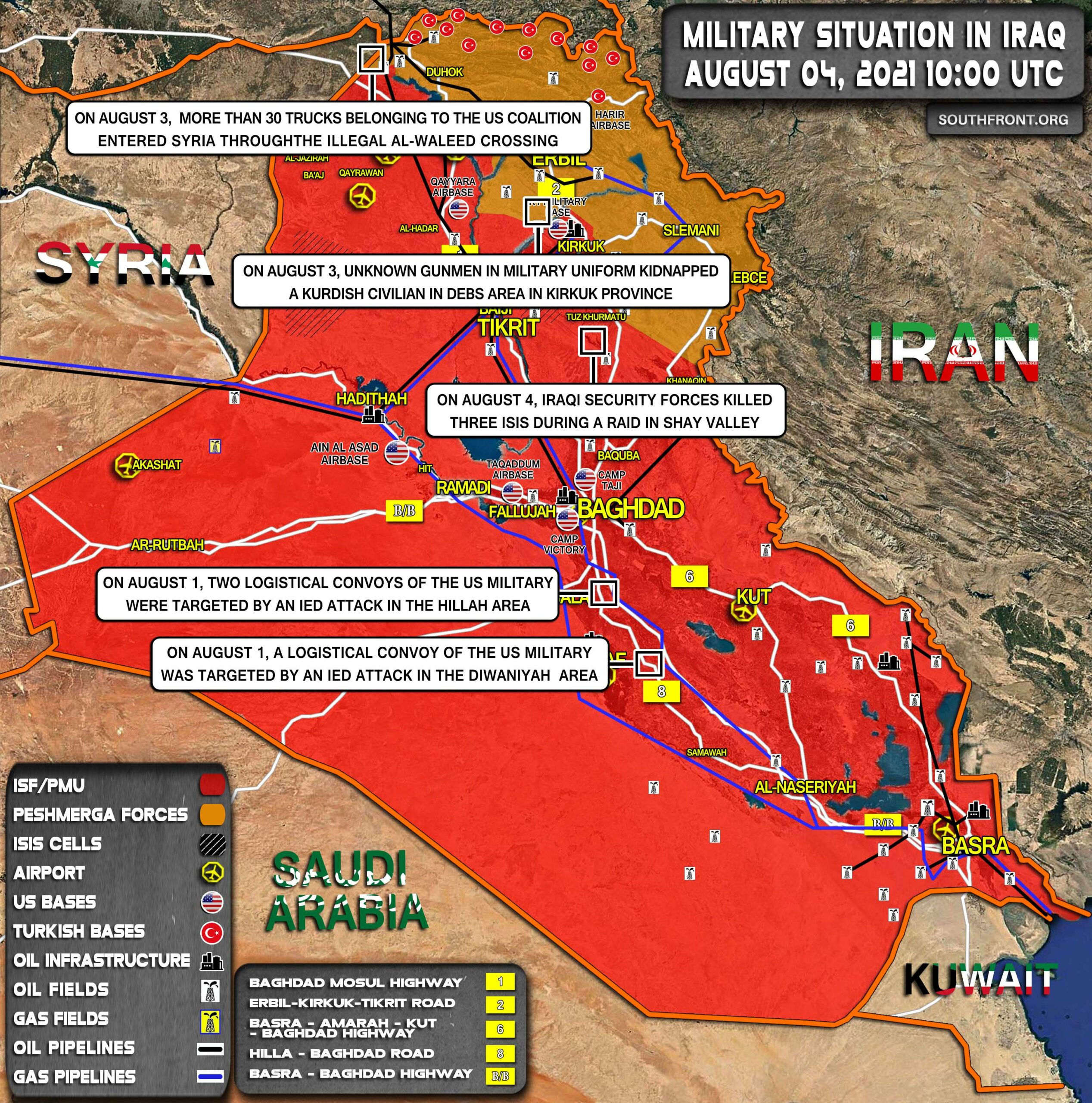 Military Situation In Iraq On August 4, 2021 (Map Update)