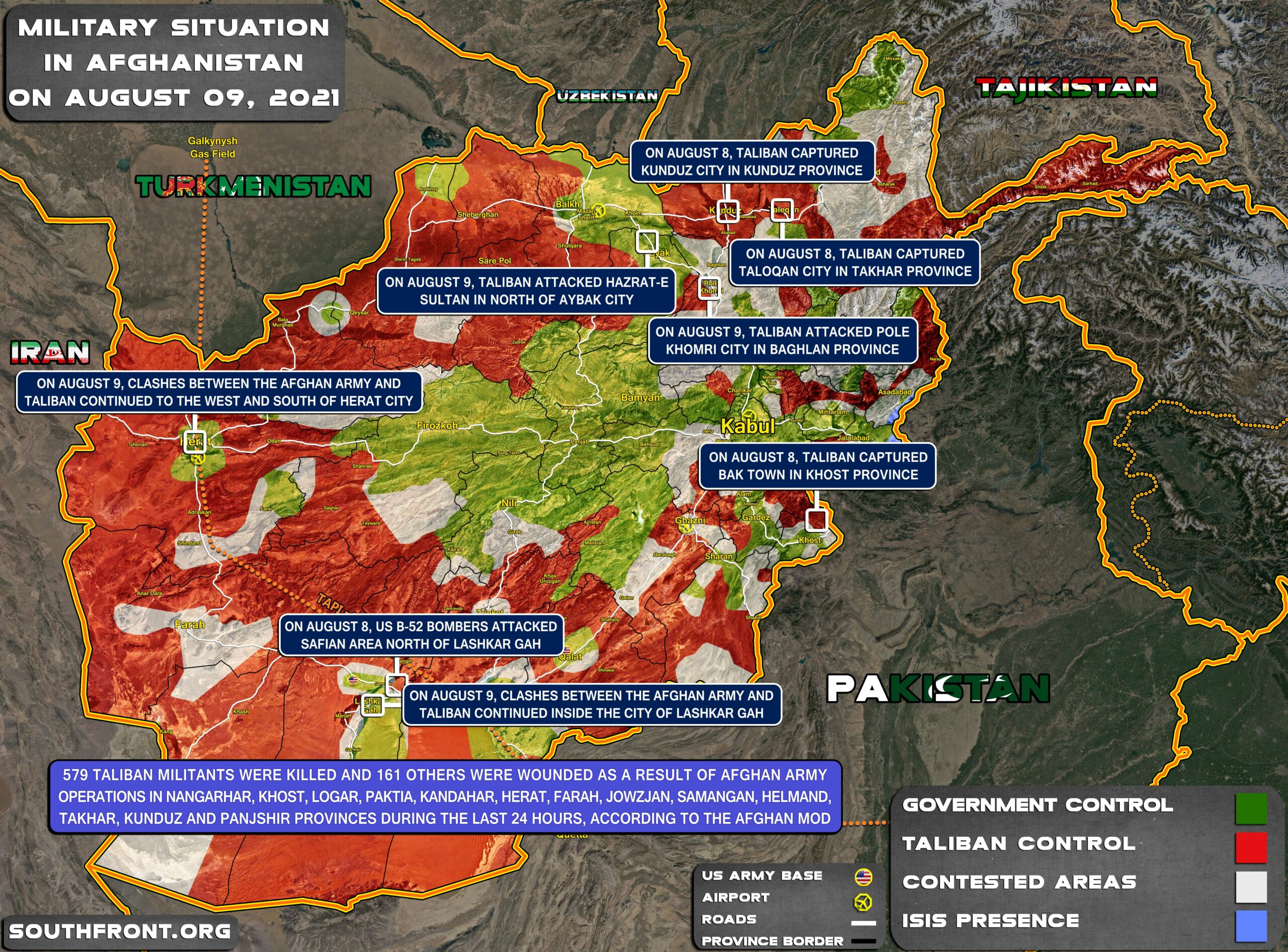 Military Situation In Afghanistan On August 9, 2021 (Map Update)