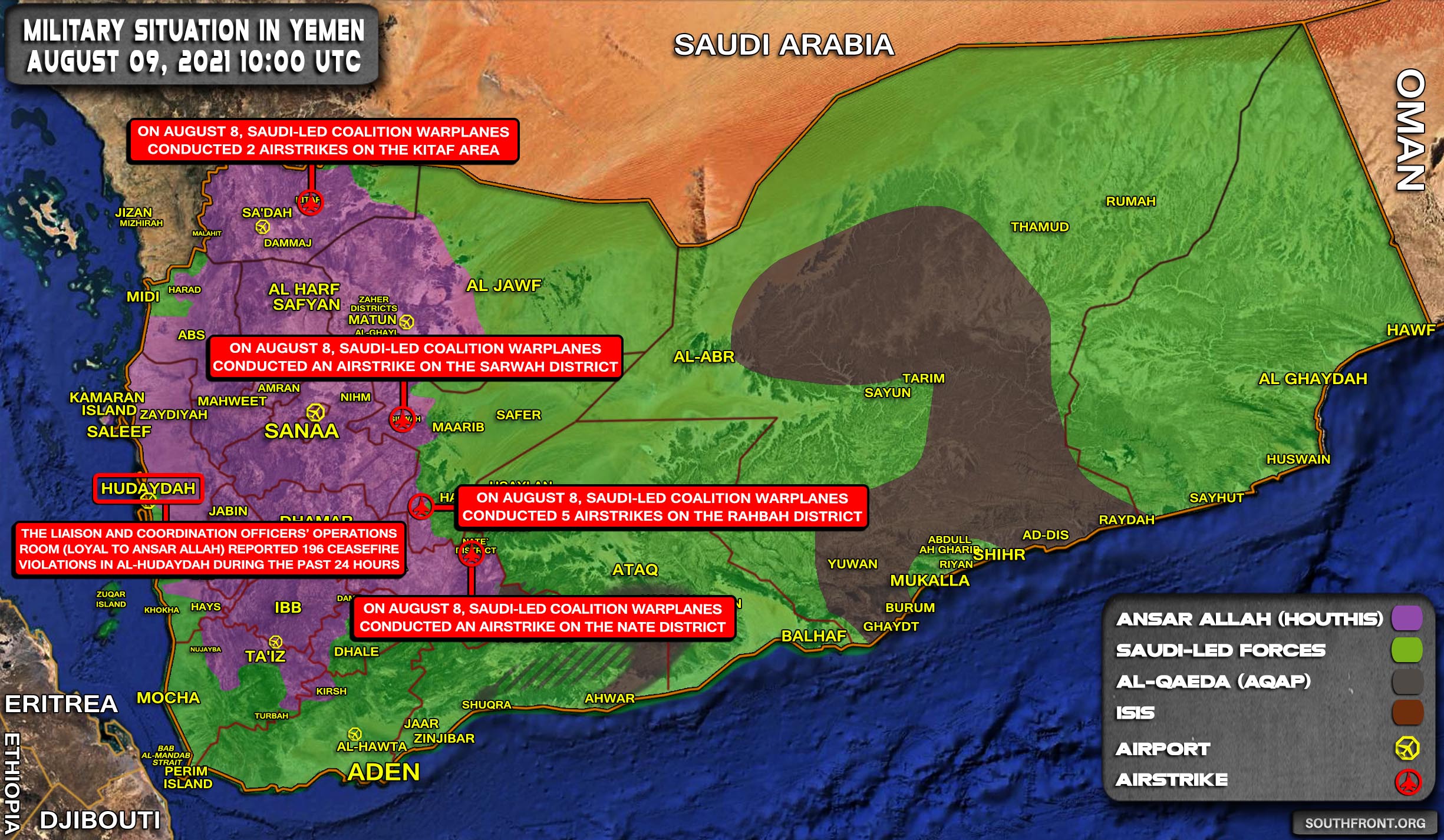 Military Situation In Yemen On August 9, 2021 (Map Update)