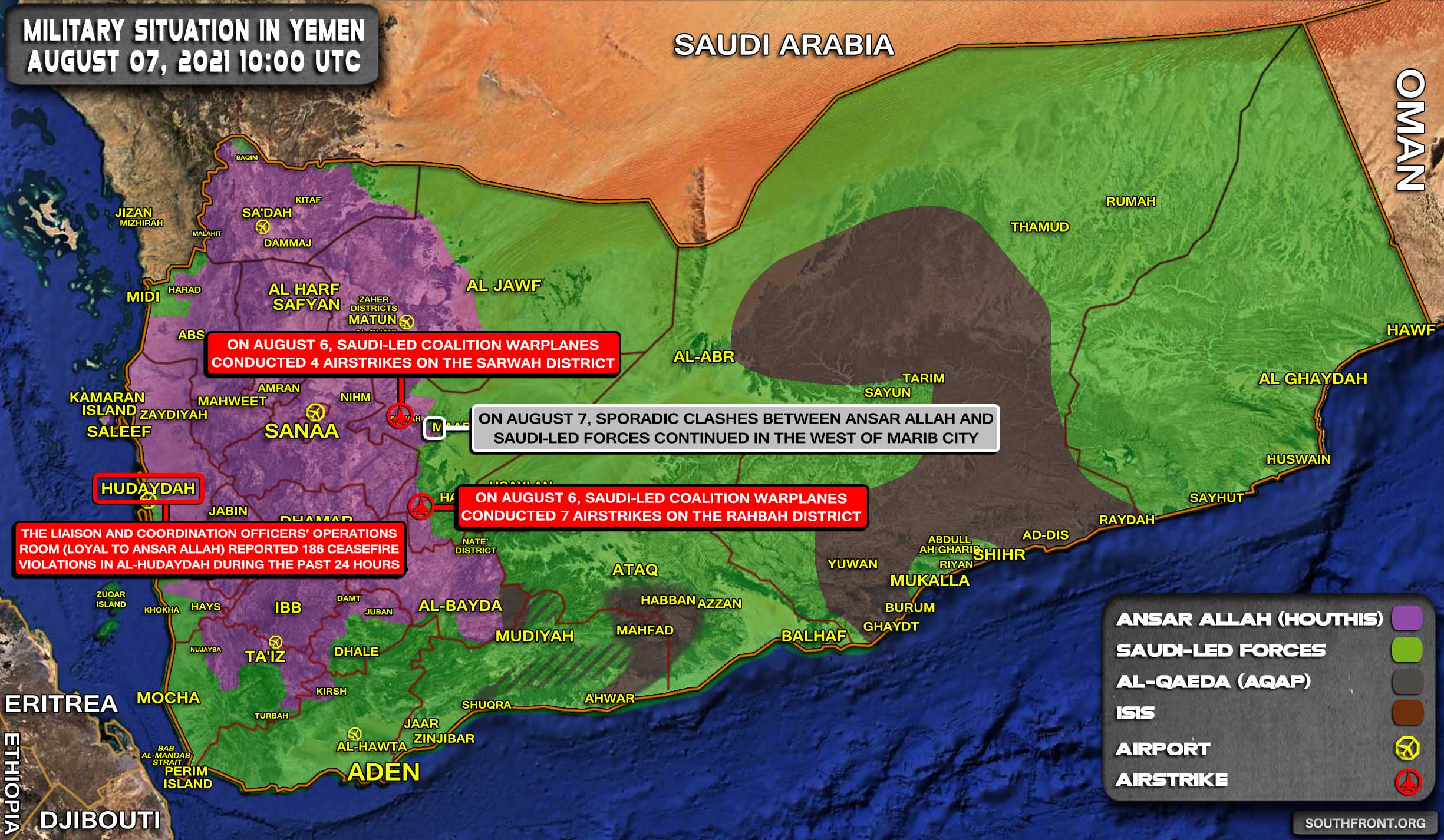 Military Situation In Yemen On August 7, 2021 (Map Update)