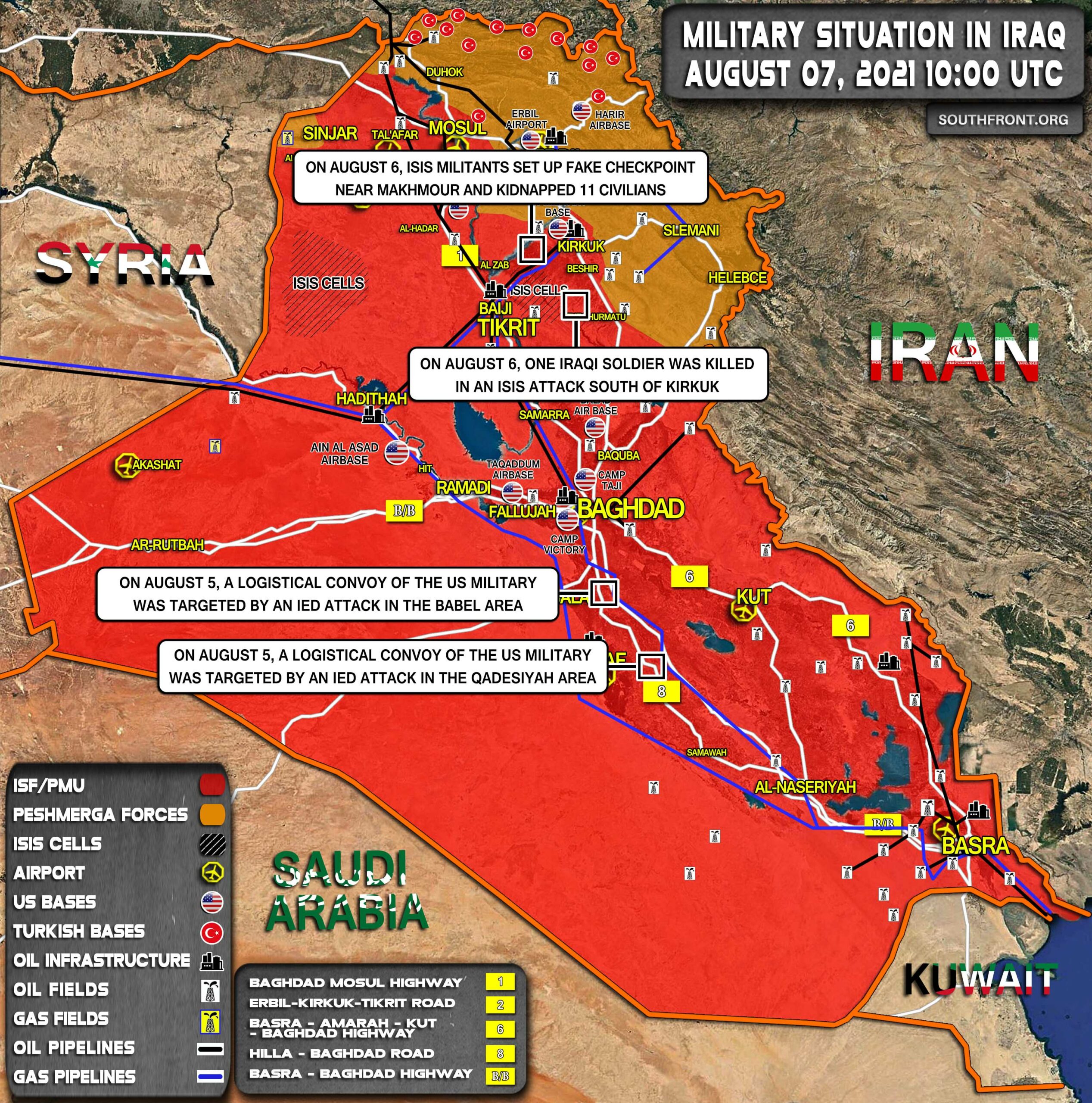 Military Situation In Iraq On August 7, 2021 (Map Update)