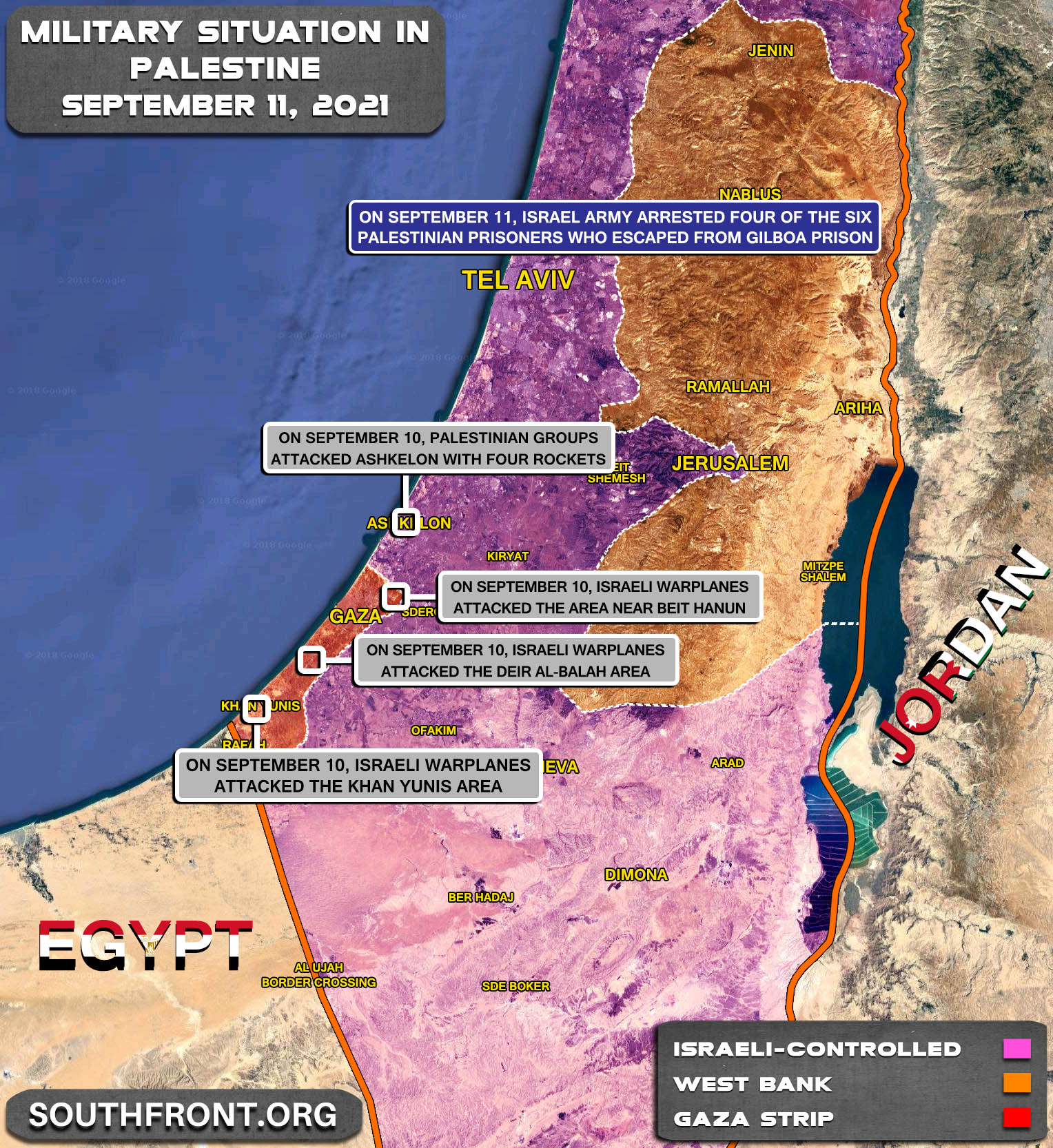 Military Situation In The West Bank and Gaza Strip On September 11, 2021 (Map Update)