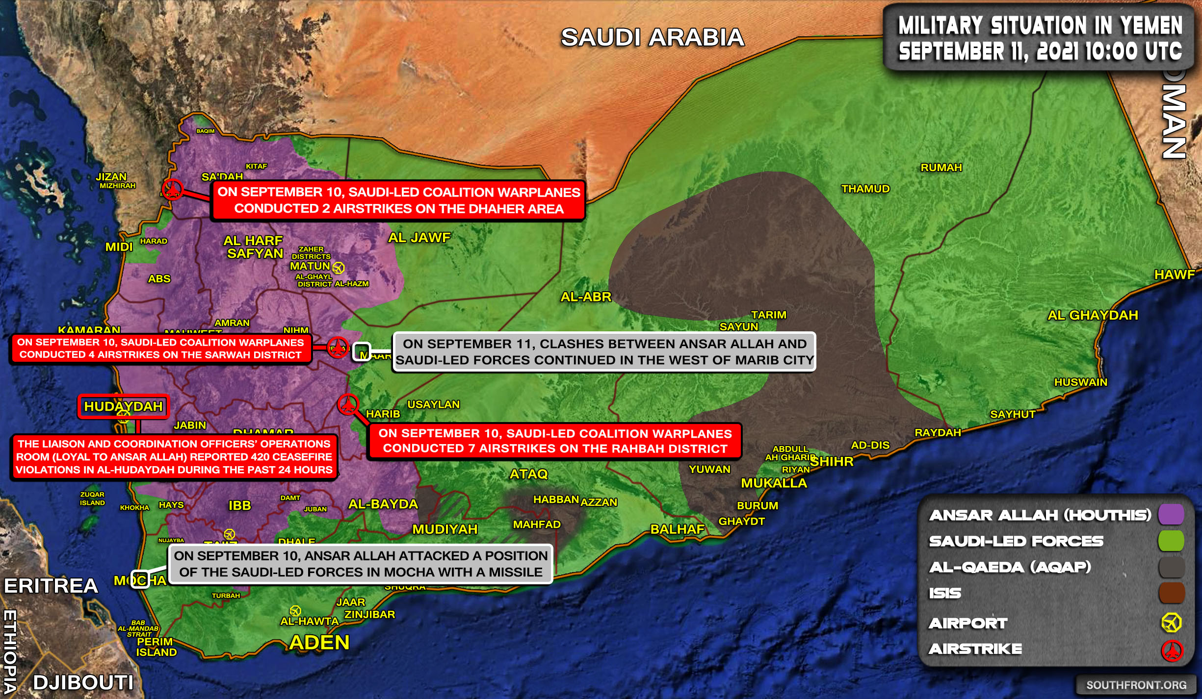 Military Situation In Yemen On September 11, 2021 (Map Update)