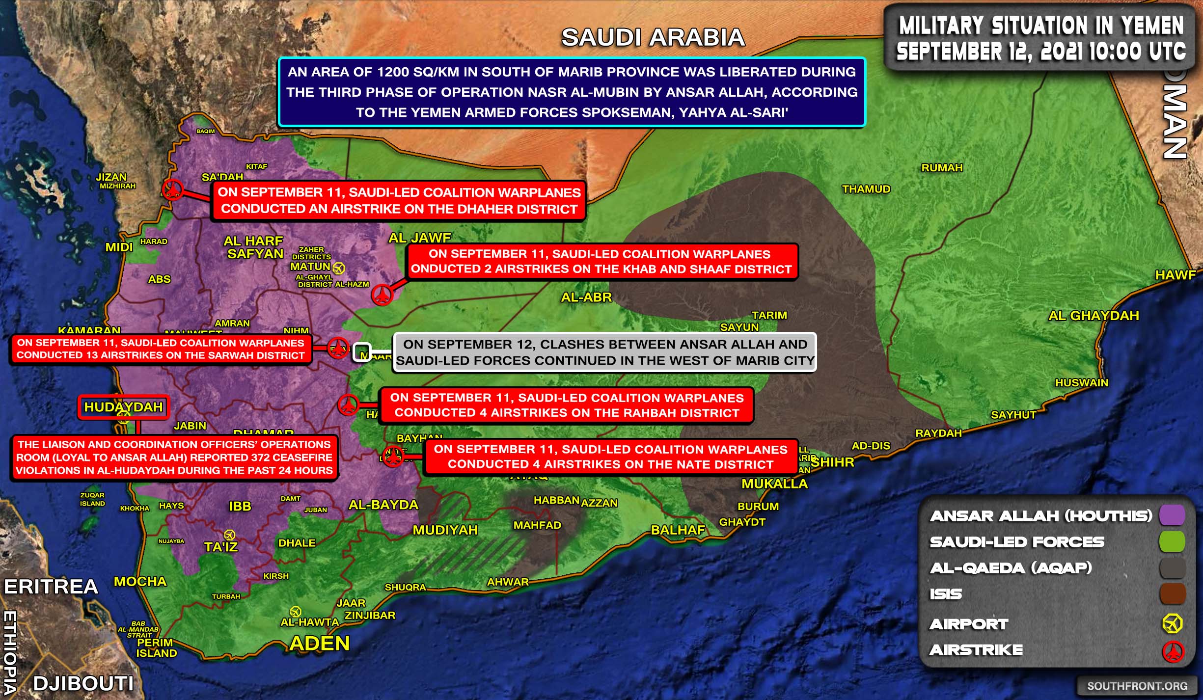 Military Situation In Yemen On September 12, 2021 (Map Update)