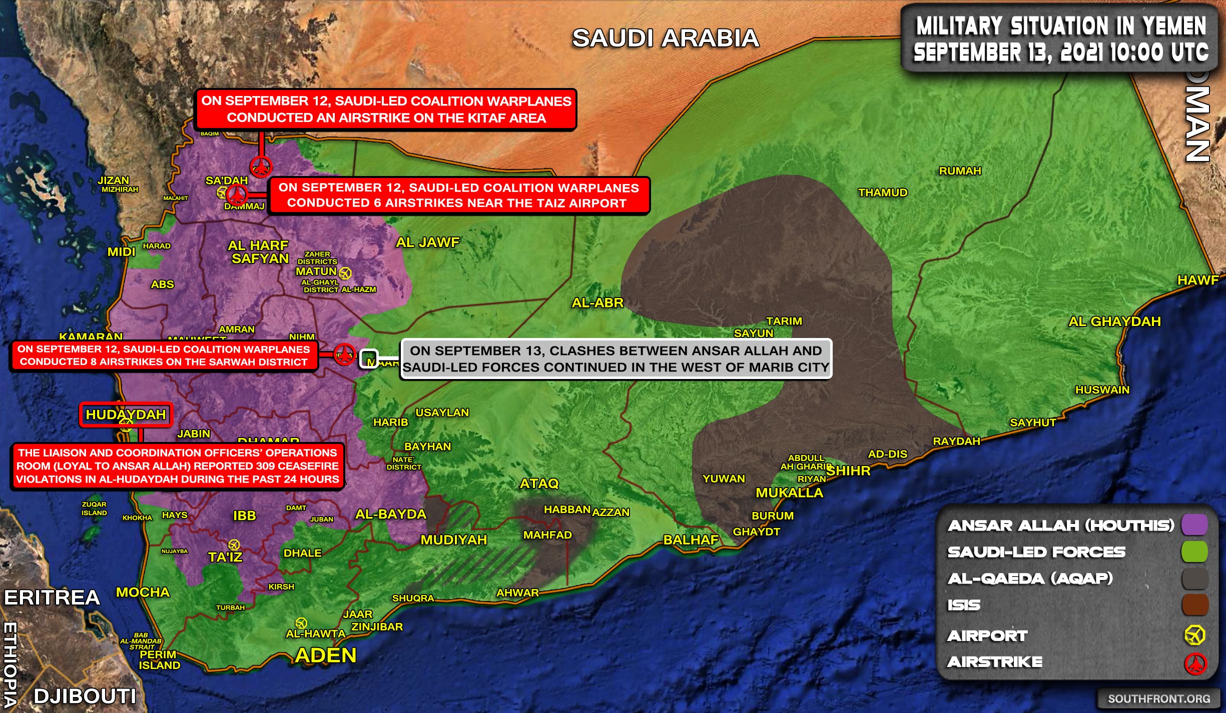 Military Situation In Yemen On September 13, 2021 (Map Update)