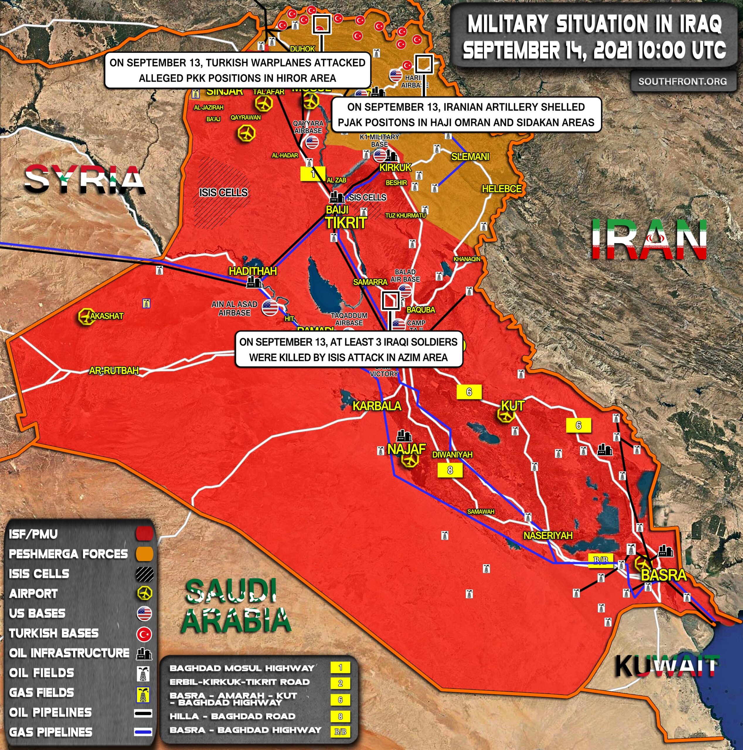 Military Situation In Iraq On September 14, 2021 (Map Update)