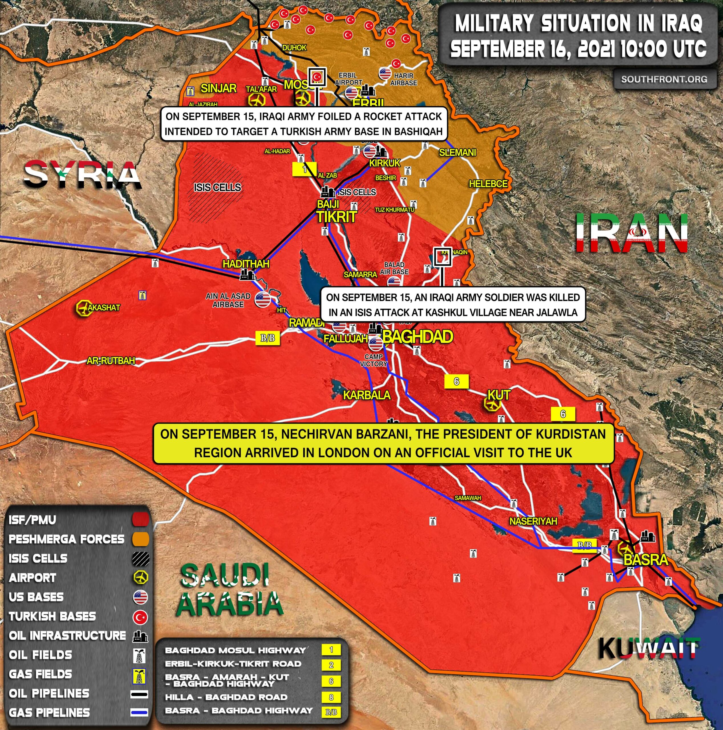 Military Situation In Iraq On September 16, 2021 (Map Update)