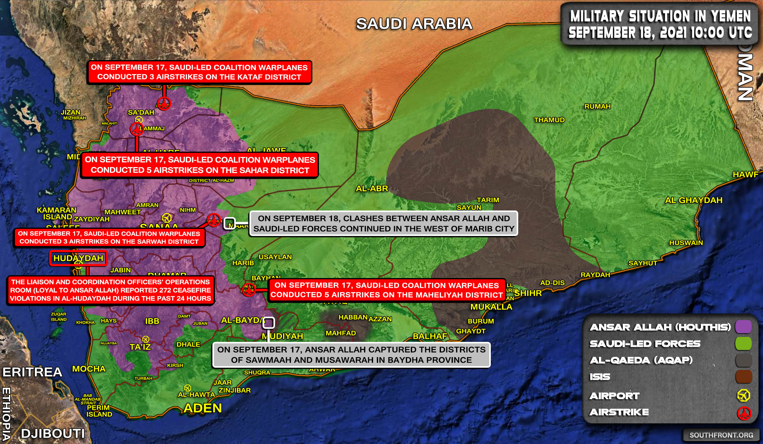 Military Situation In Yemen On September 18, 2021 (Map Update)