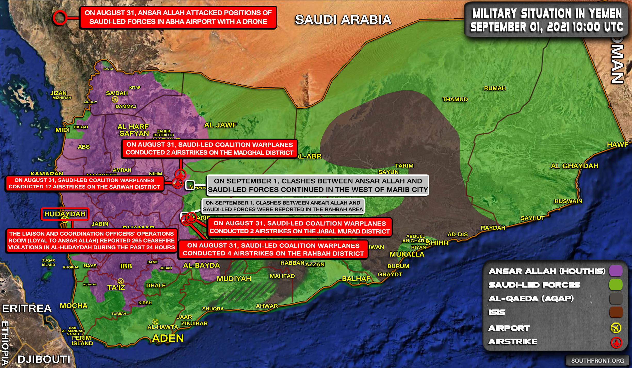 Military Situation In Yemen On September 1, 2021 (Map Update)