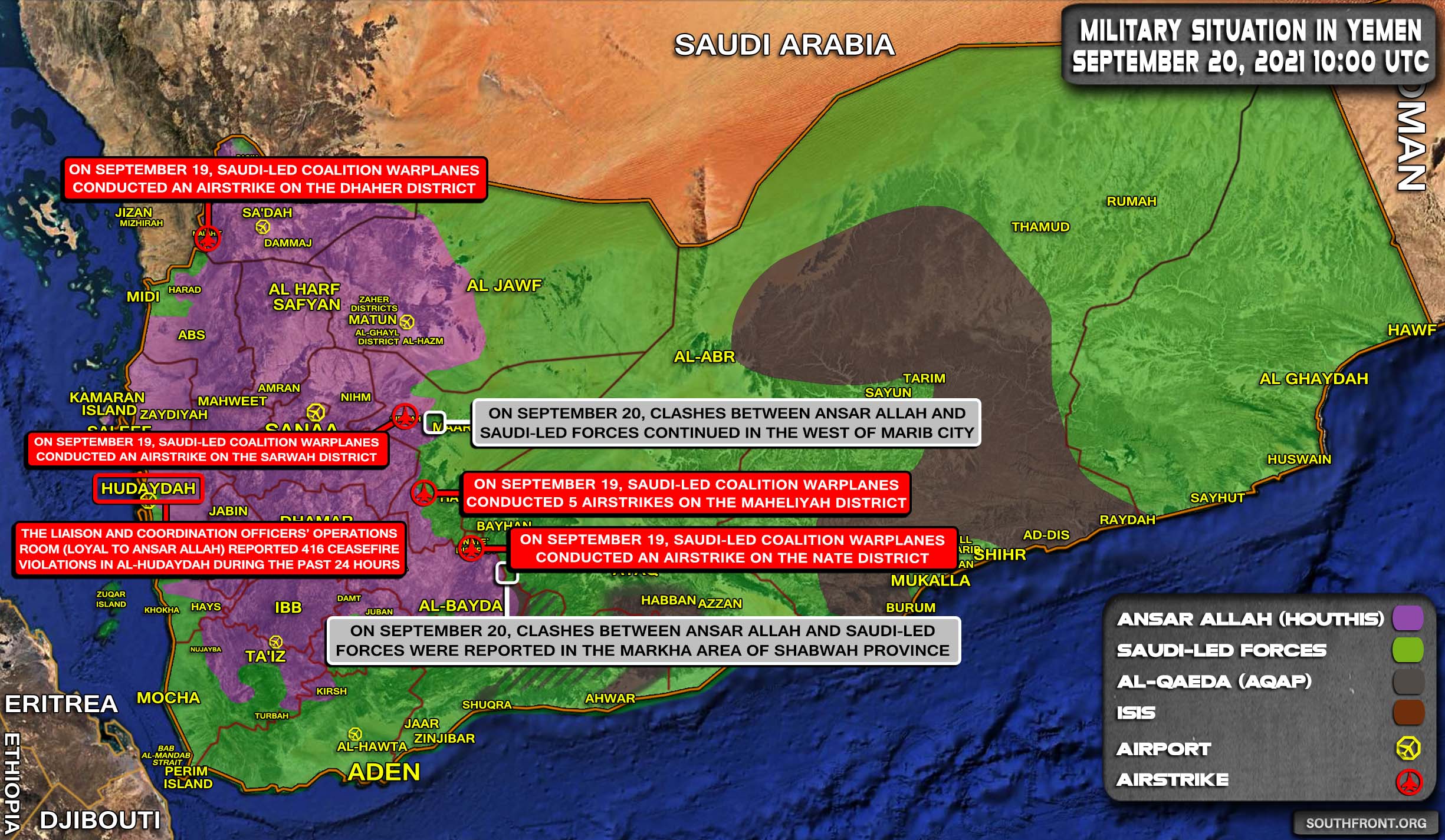 Military Situation In Yemen On September 20, 2021 (Map Update)