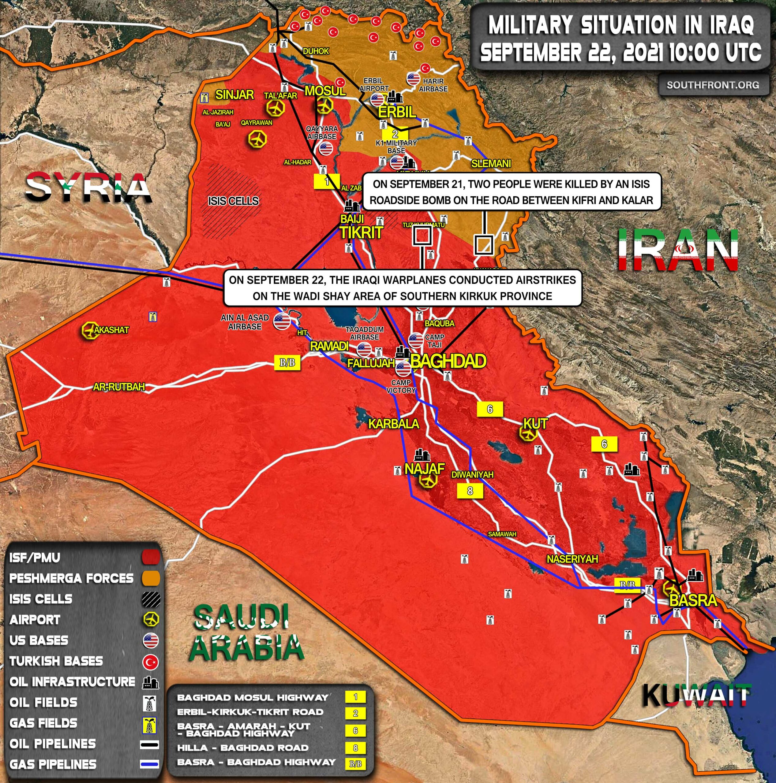 Military Situation In Iraq On September 22, 2021 (Map Update)