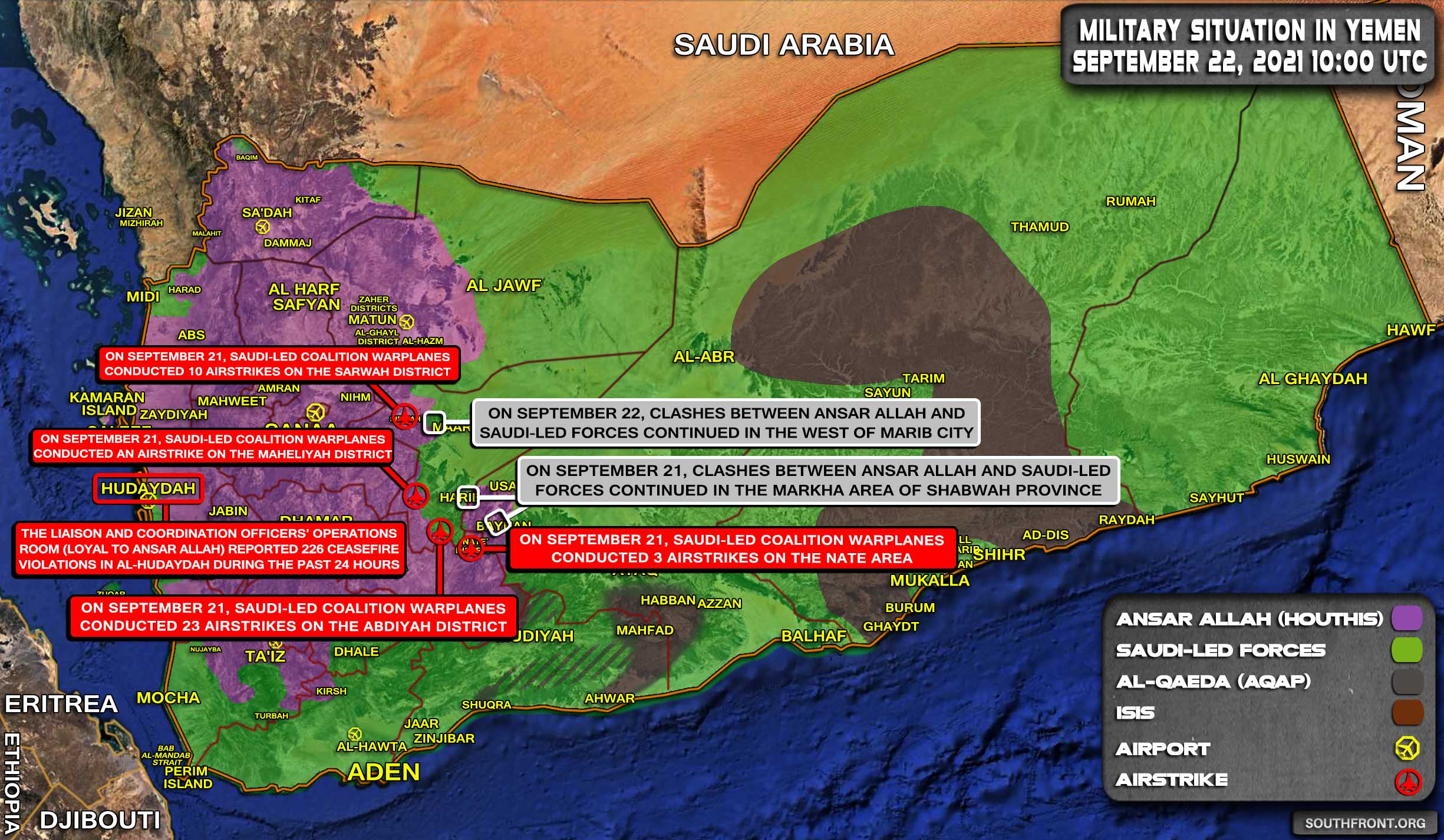 Military Situation In Yemen On September 22, 2021 (Map Update)