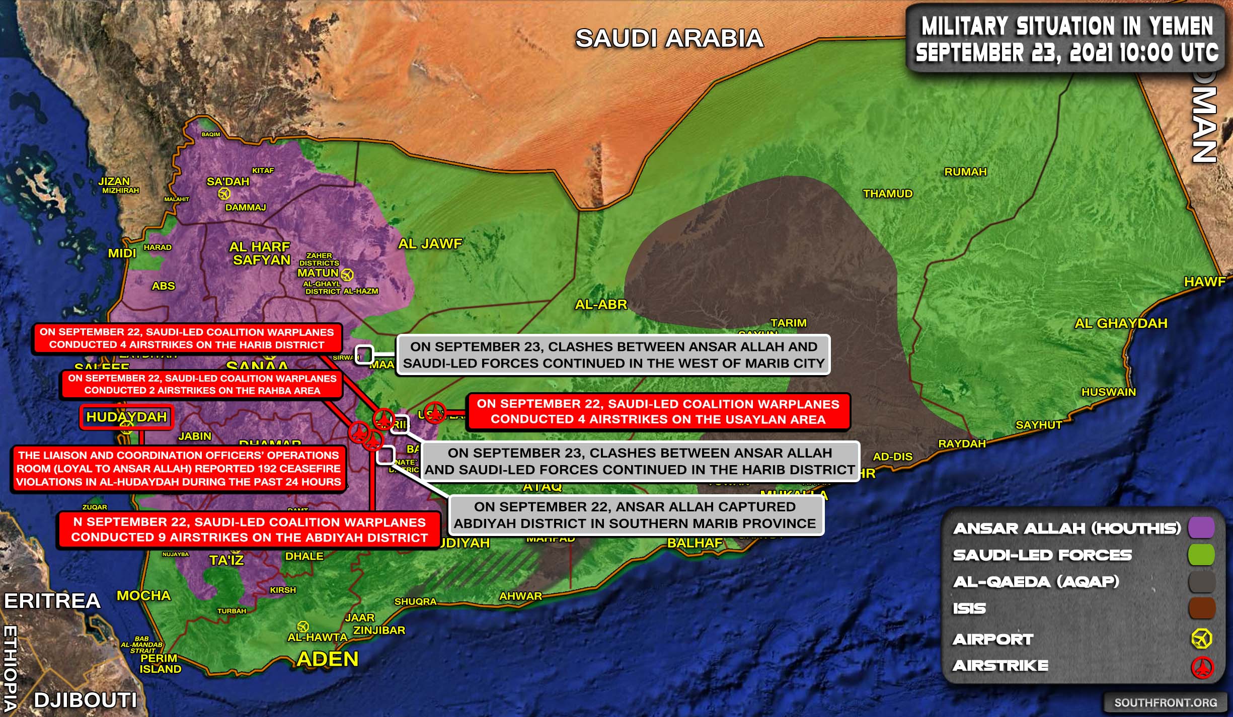 Military Situation In Yemen On September 23, 2021 (Map Update)