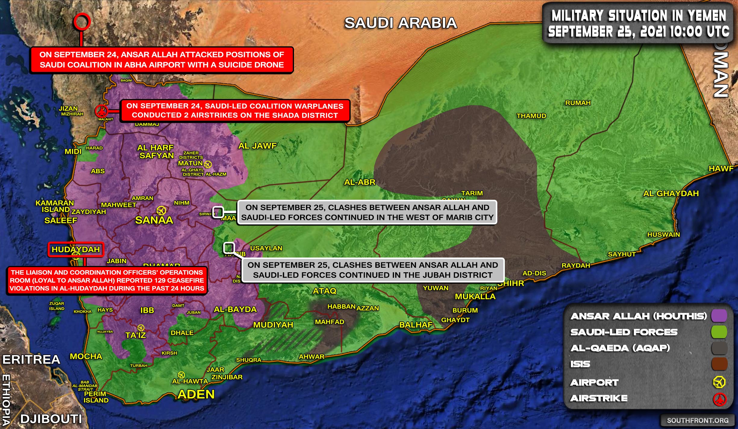 Military Situation In Yemen On September 25, 2021 (Map Update)