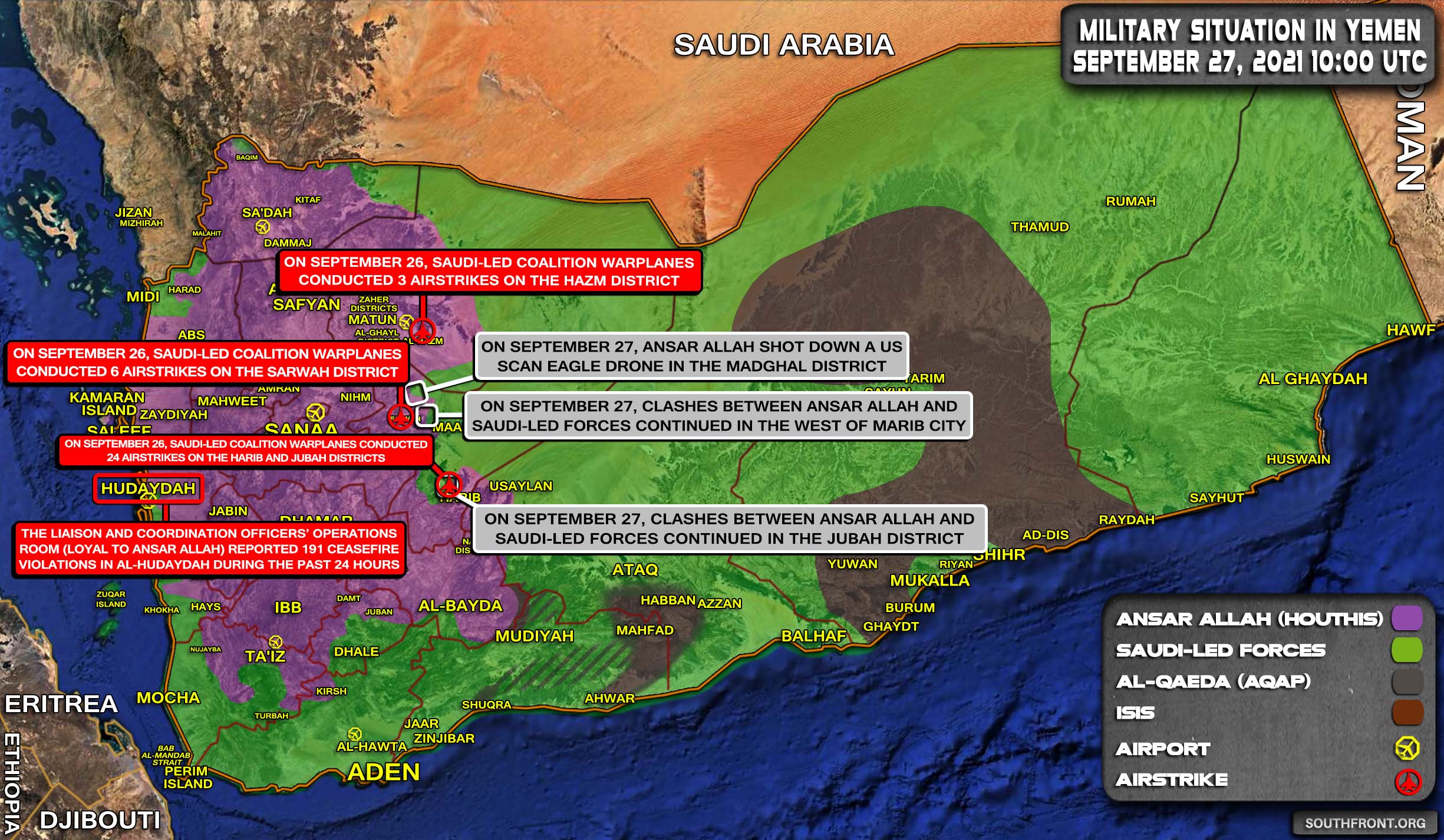 Military Situation In Yemen On September 27, 2021 (Map Update)