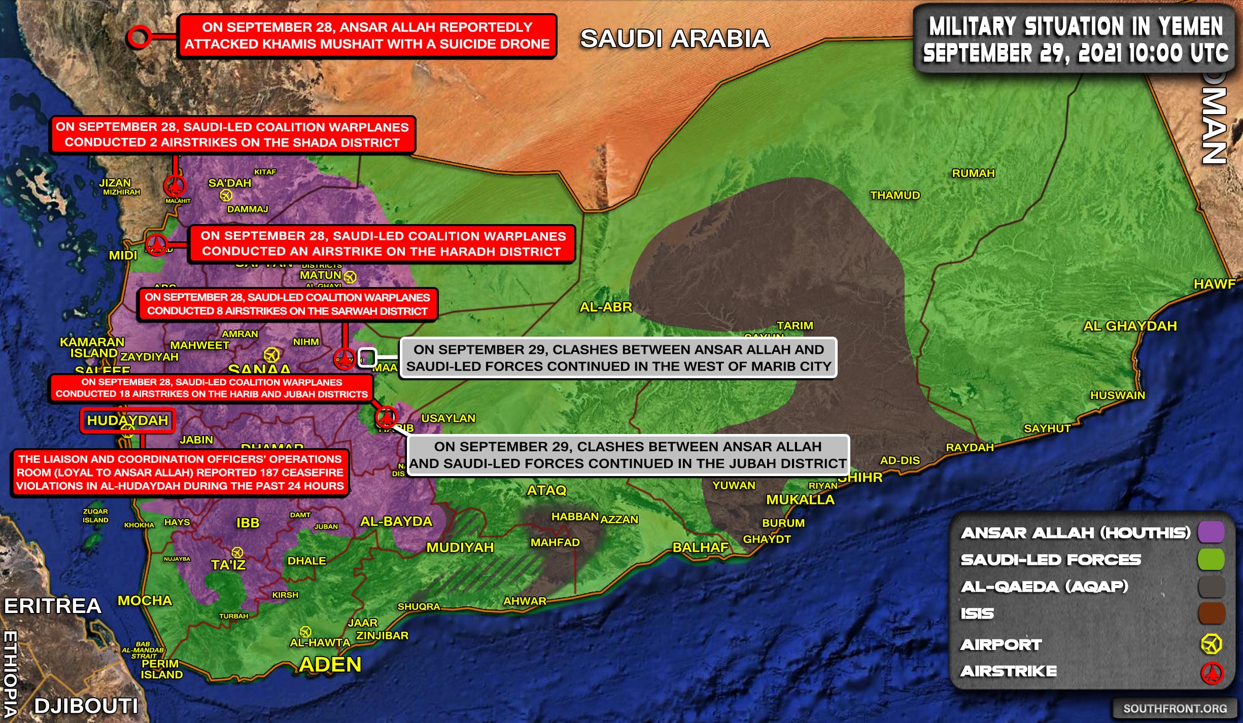 Military Situation In Yemen On September 29, 2021 (Map Update)