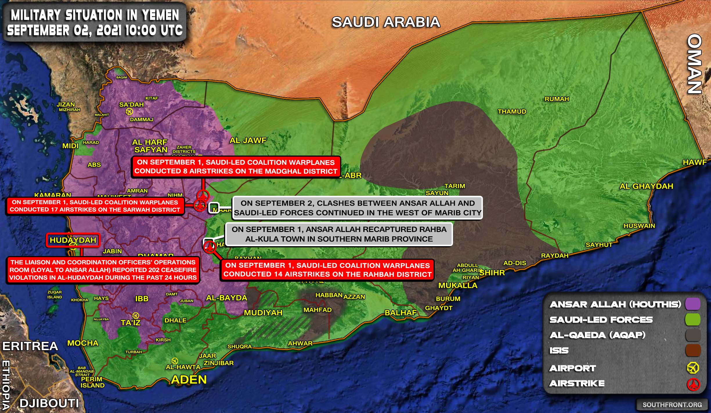 Military Situation In Yemen On September 2, 2021 (Map Update)