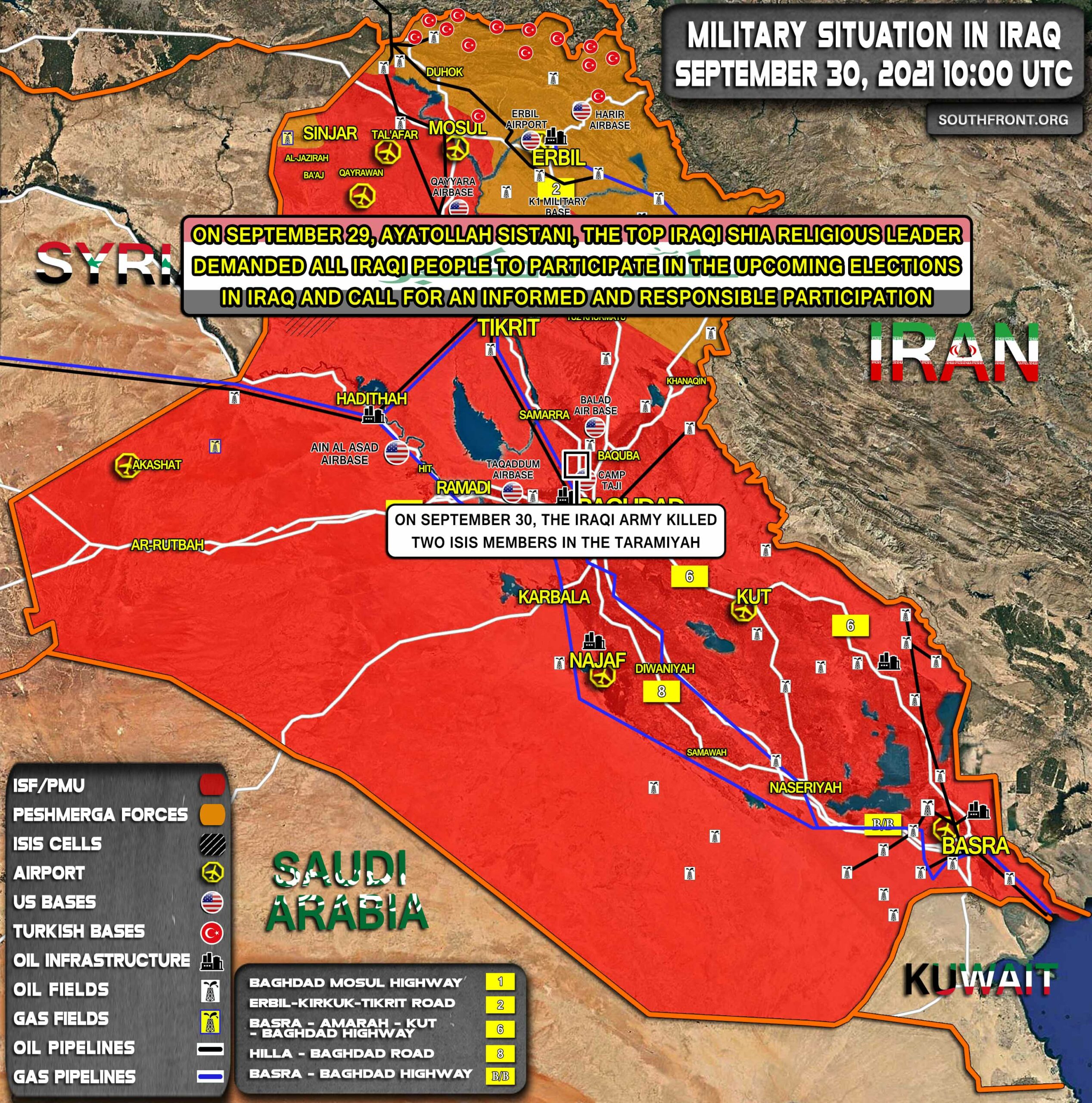 Military Situation In Iraq On September 30, 2021 (Map Update)