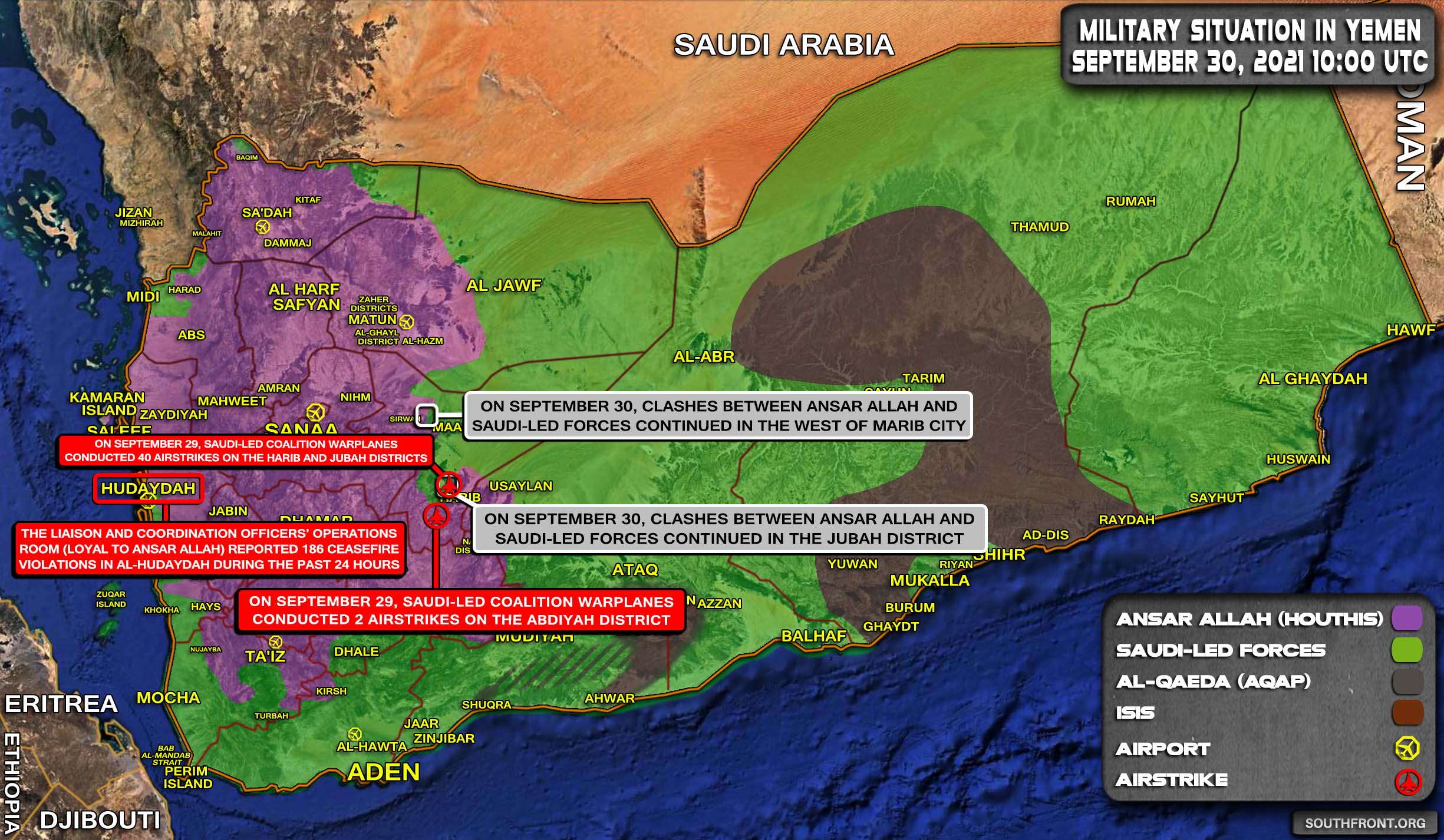 Military Situation In Yemen On September 30, 2021 (Map Update)